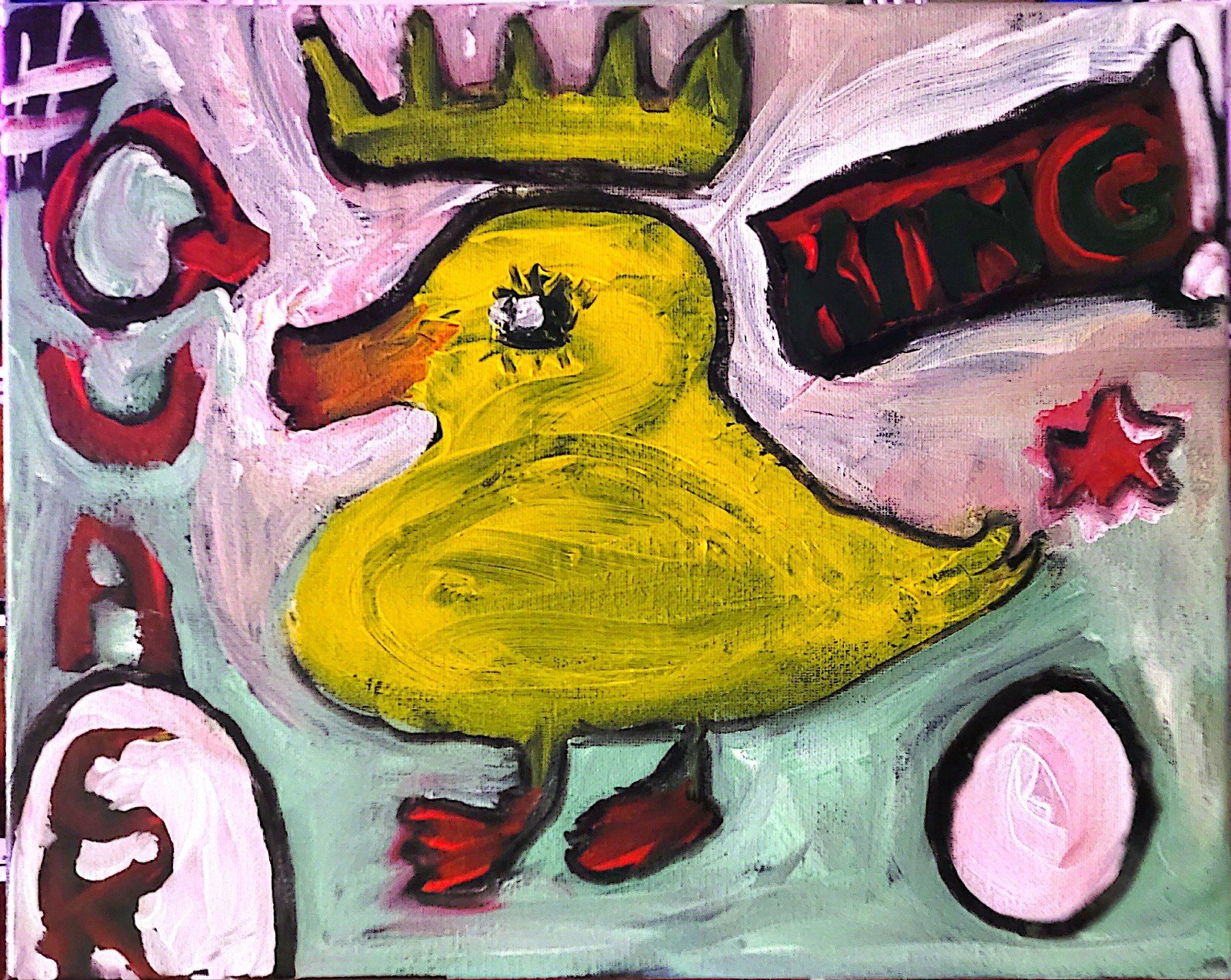 Duckling Not Basquiat Inspired Abstract Acrylic At Painting 11×14