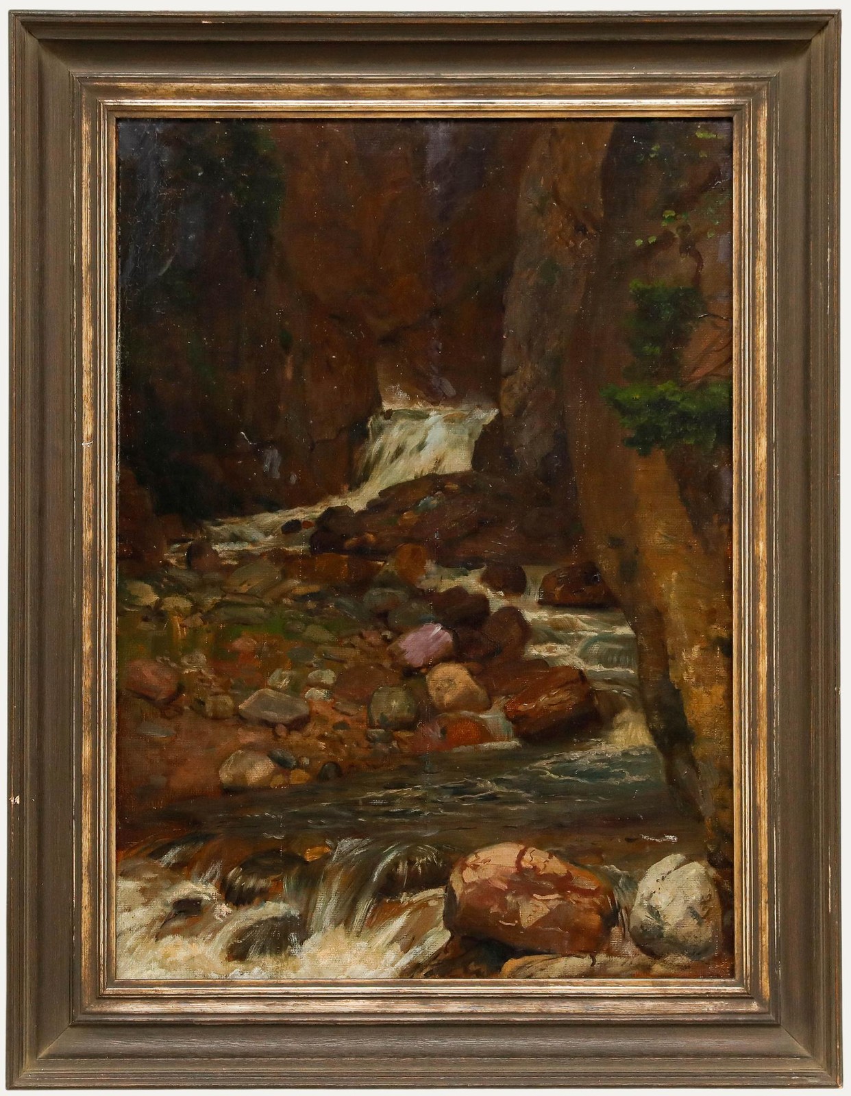 Theodor Grätz (1859-1947) – Framed Mid 20th Century Oil, Stream in the Forest