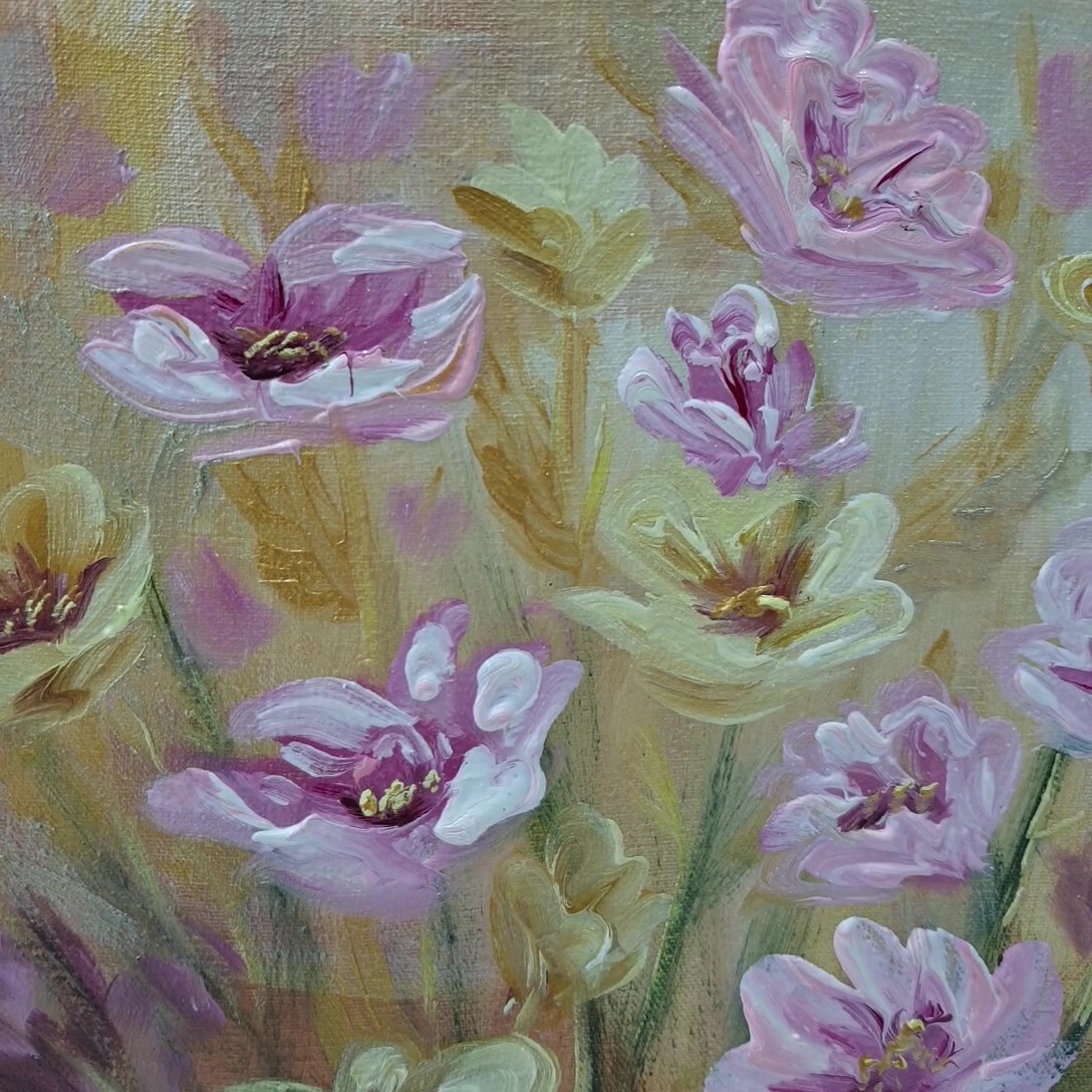 Original Flowers Hand Painted Artwork Home Decor Gift Wall Art Ukrainian Artist
