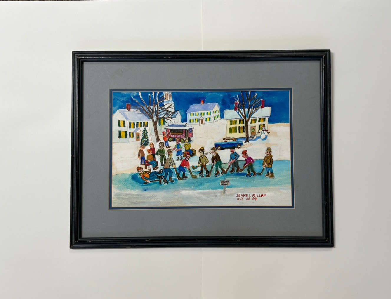 James L. Miller Jim Washington Original Painting HOCKEY Folk Art Outsider VTG