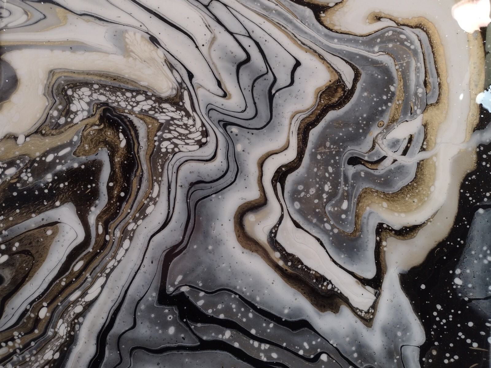 Abstract Acrylic Fluid Art Painting on canvas 16×16 Resin As Top Coat