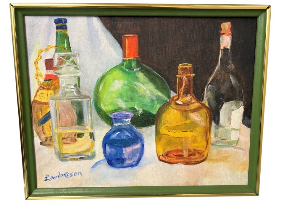 Vintage Still-Life Painting by Lamberson. Signet