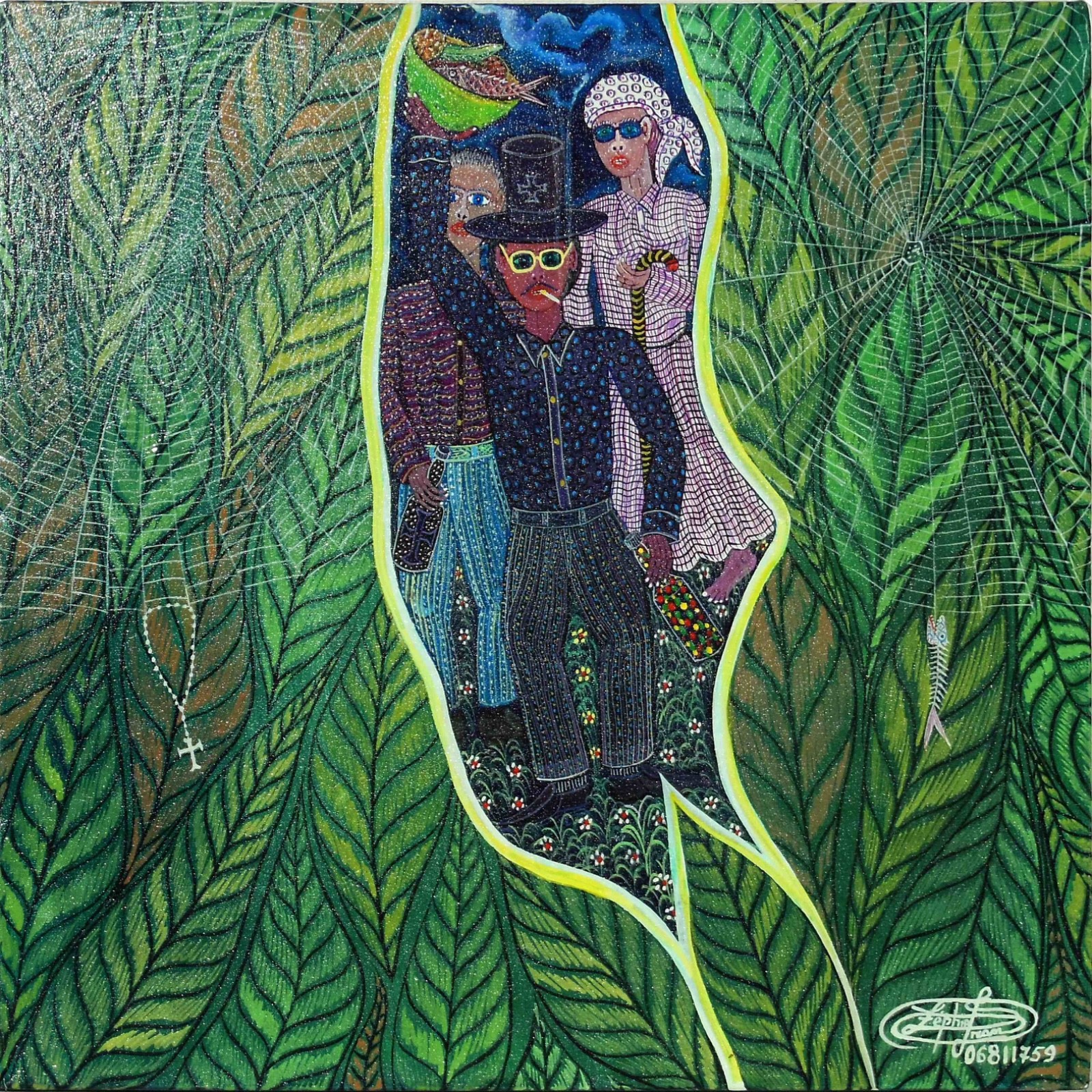 «Baron Samedi, Grande Brigitte, Ghédé Nibo» by Frantz Zephirin – 16 in x 16 in