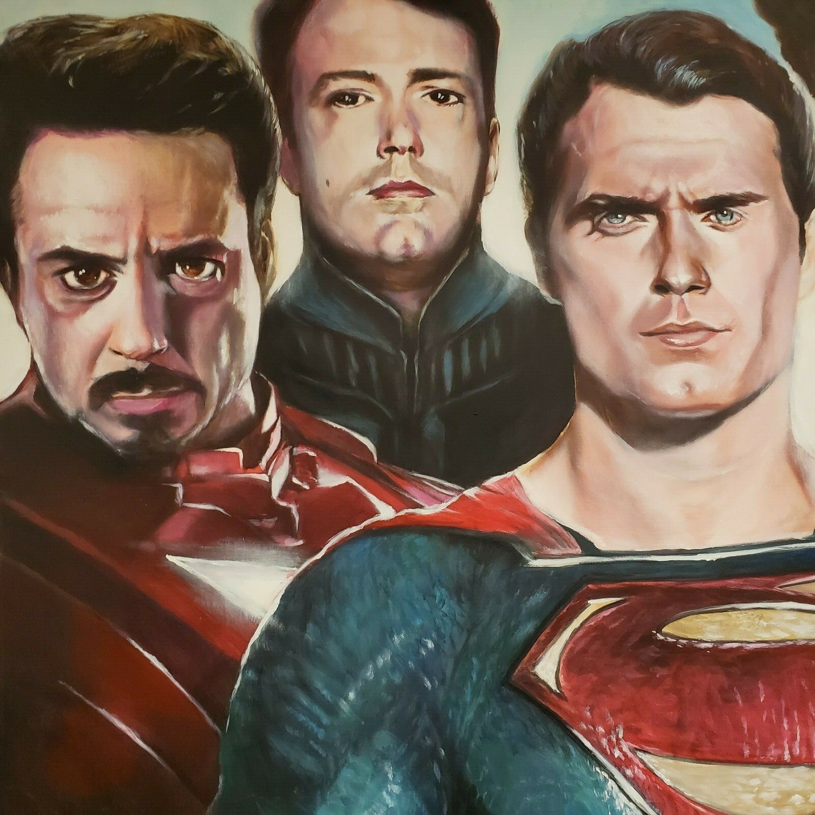Robert Downey Jr. Ben Afleck Henry Cavill Andrew Garfield Oil Painting Don Hall