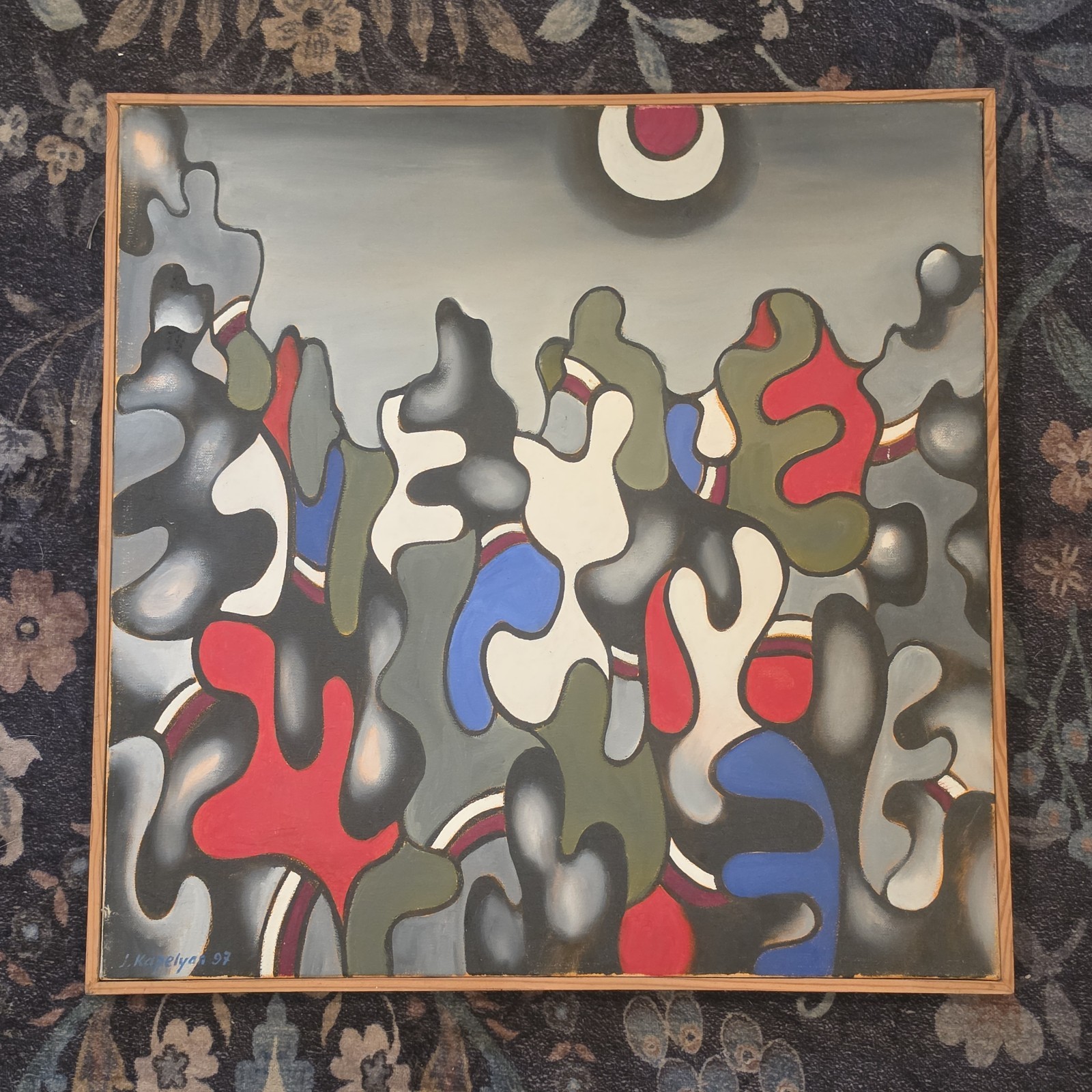 Joseph Kapelyan Signed 1997 Abstract Oil Painting Original Framed 21”