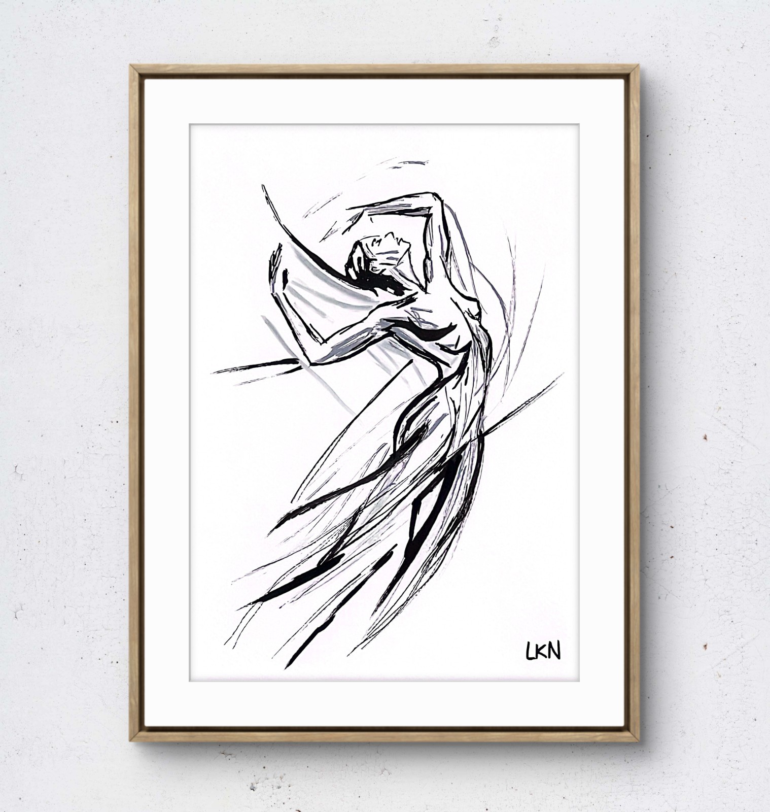 Laeknapes 10×7 Paper Dynamic Pose Female Dancer Modern Figurative Sketch