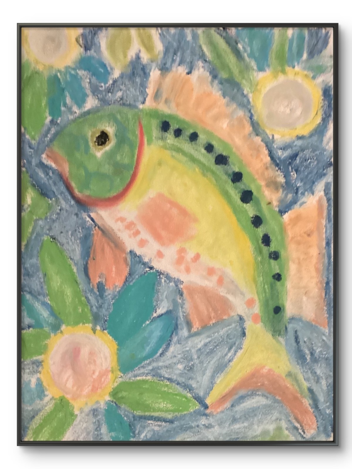 Fish 11 by 14 Canvas Pop Art Bright Colorful Sea Animals Impressionism