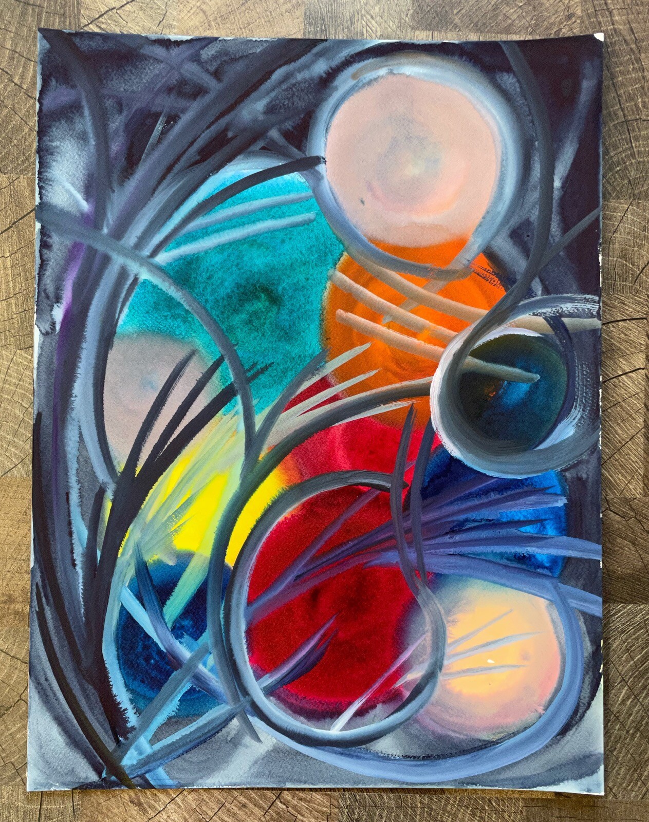 Modern Art Abstract Composition Geometric Colorful Circles Spheres