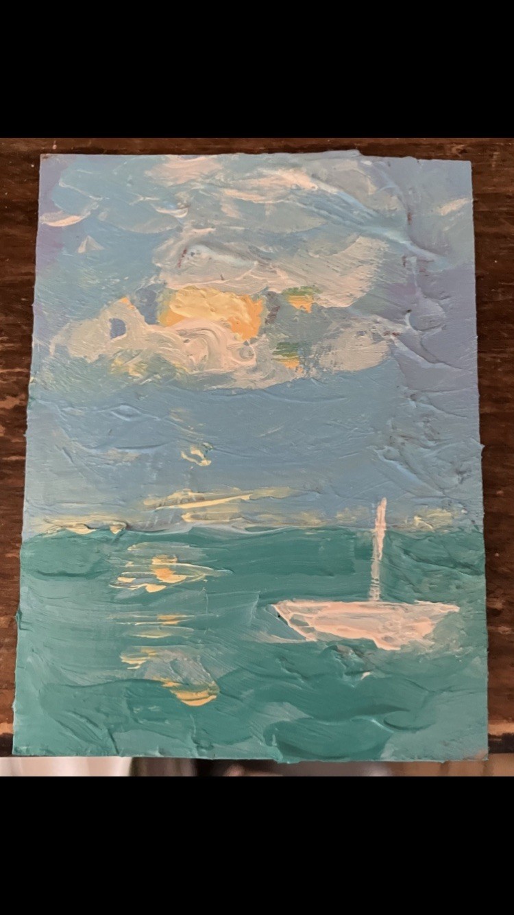 ACEO 2.5”X3.5 “ in ACRYLIC PAINTING SUMMER SAIL Original Art