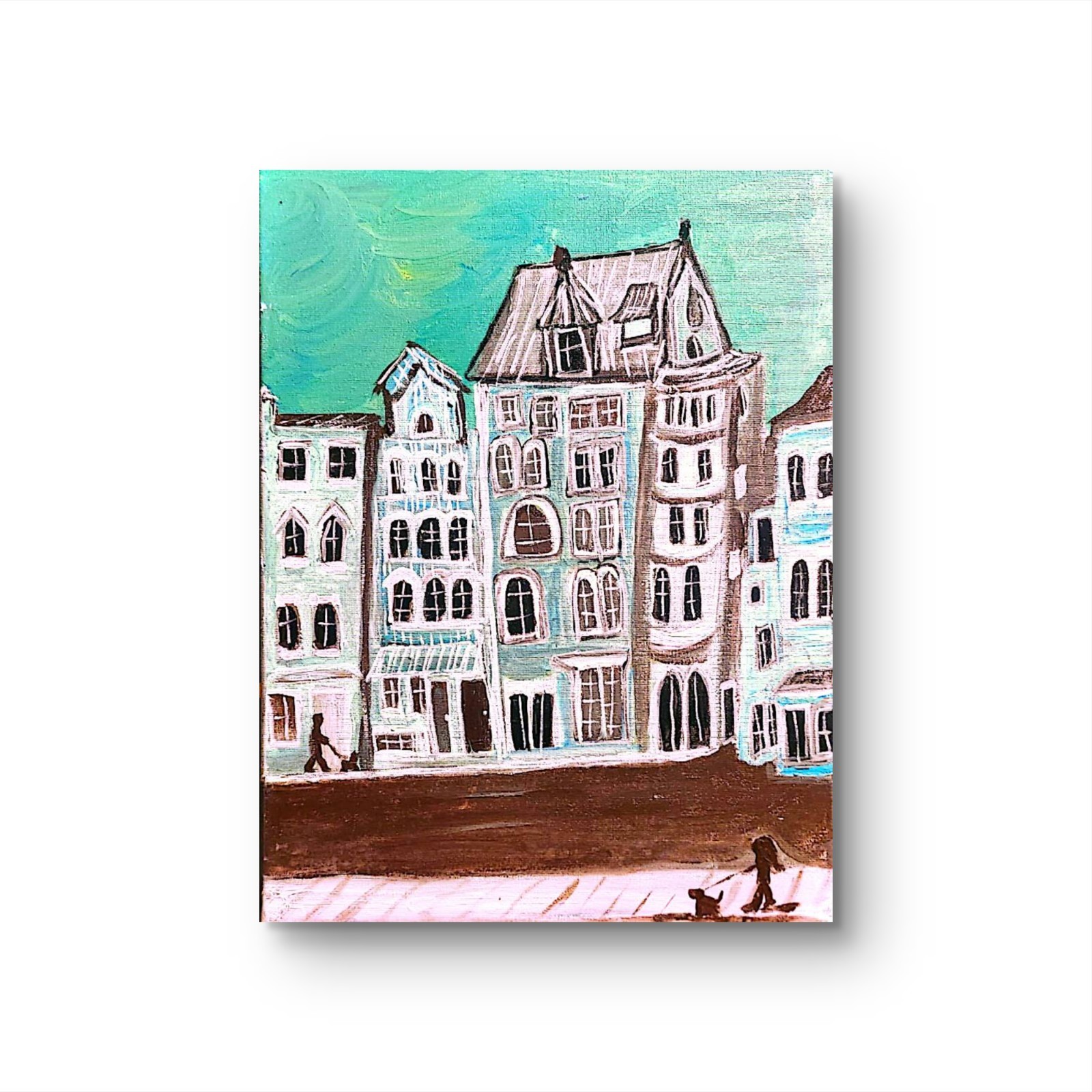 Amsterdam Street Scene Painting Original Acrylic Dutch Cityscape Stroopwafel