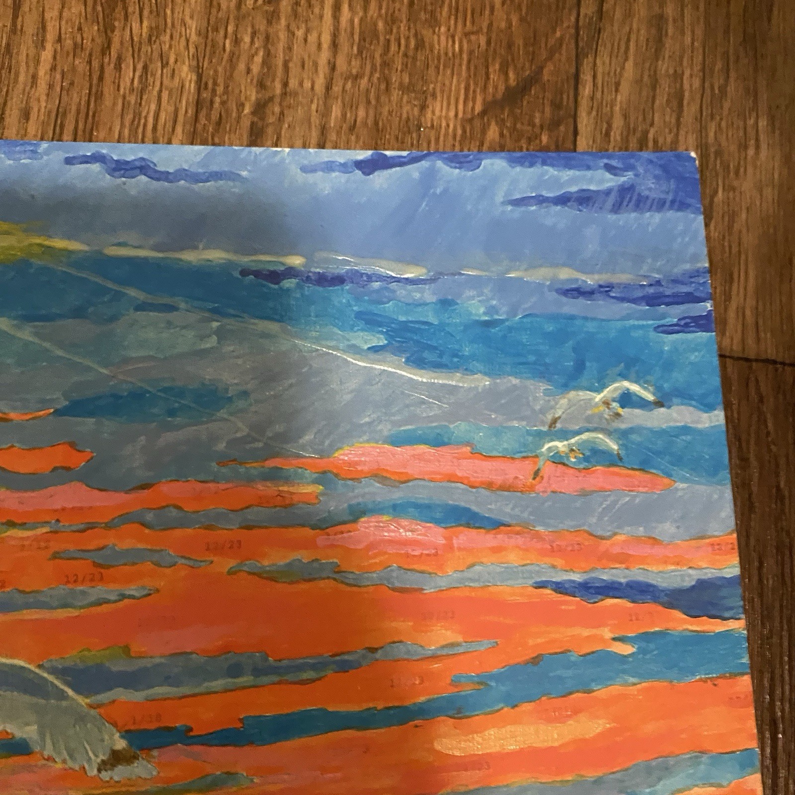 Wall Art Print Painted Lighthouse On Cliff Ocean Sunset 11”H x 15”W Beach House