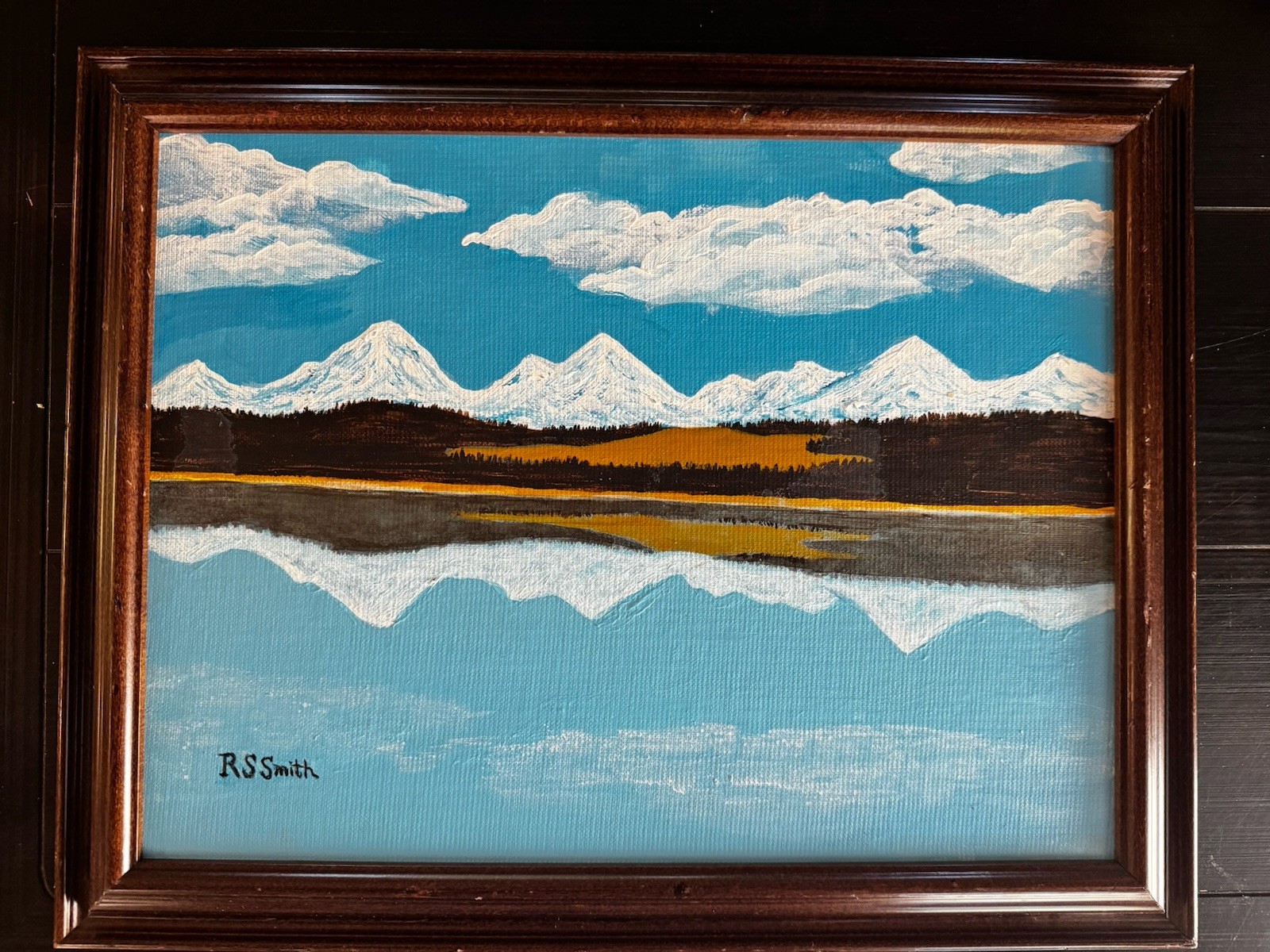RS Smith Idaho Art Painting Original Mountain Lake Reflection 15×19 Framed VTG