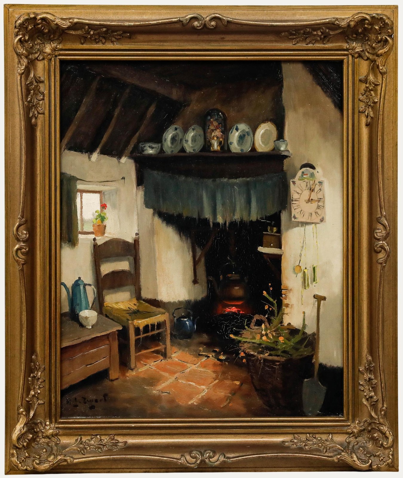 Arie J. Zwart (1903-1981) – Framed Mid 20th Century Oil, Old Brabant Interior