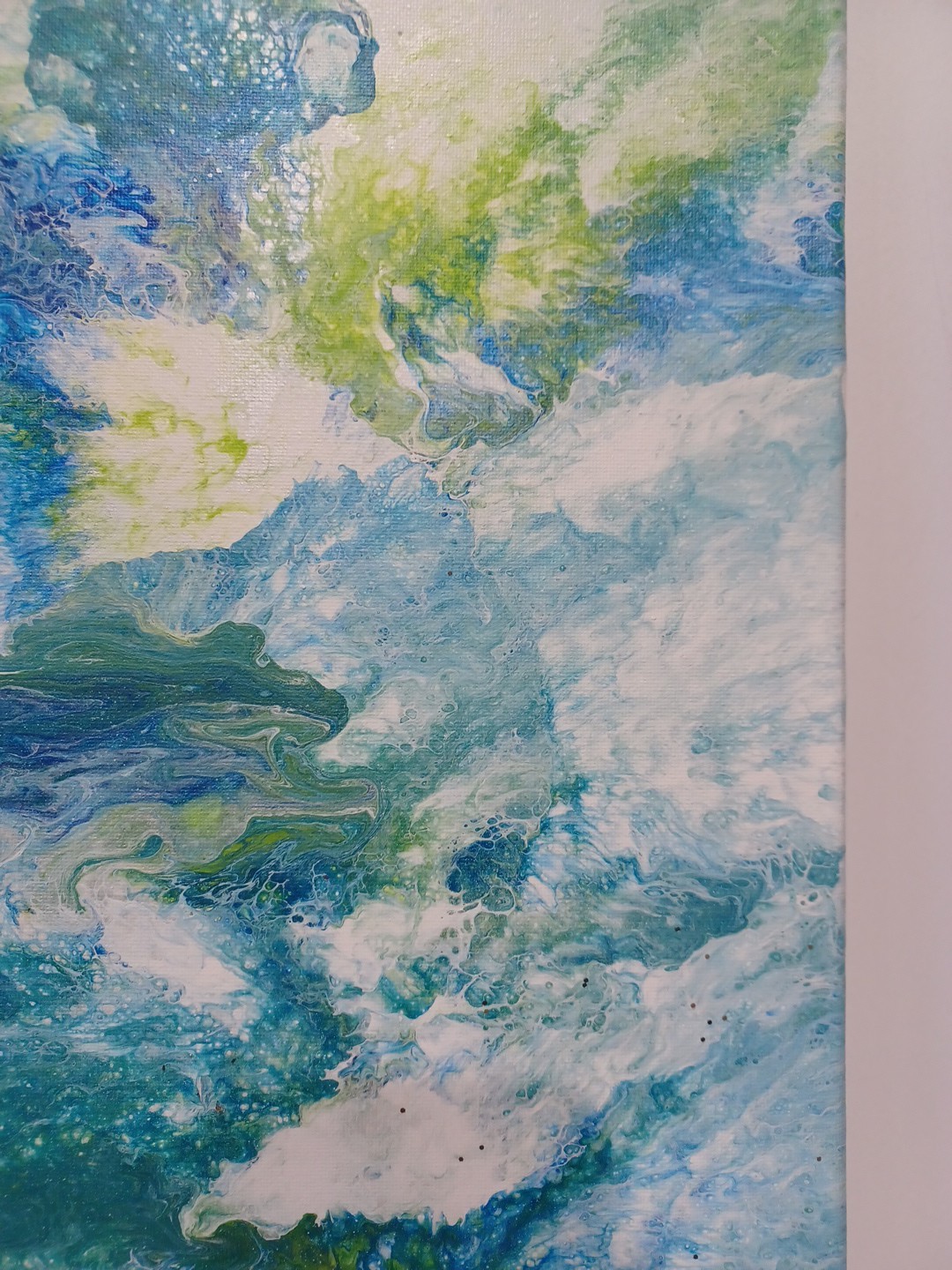Abstract Water Scene , Acrylic Paint Pour Painting. 20×10. Artist BRENDA Newman