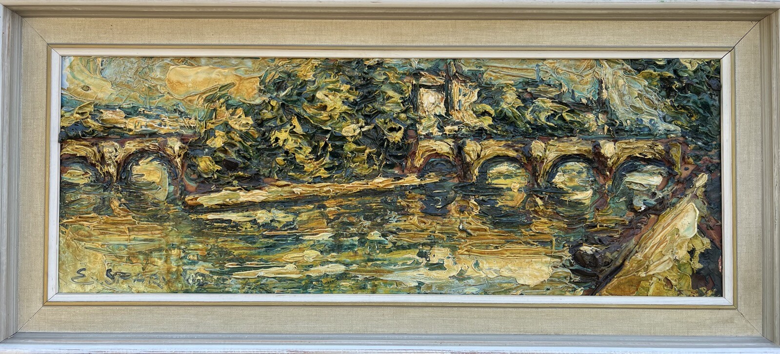 Expressionist Bridge in Paris France Oil Painting 76x34cm