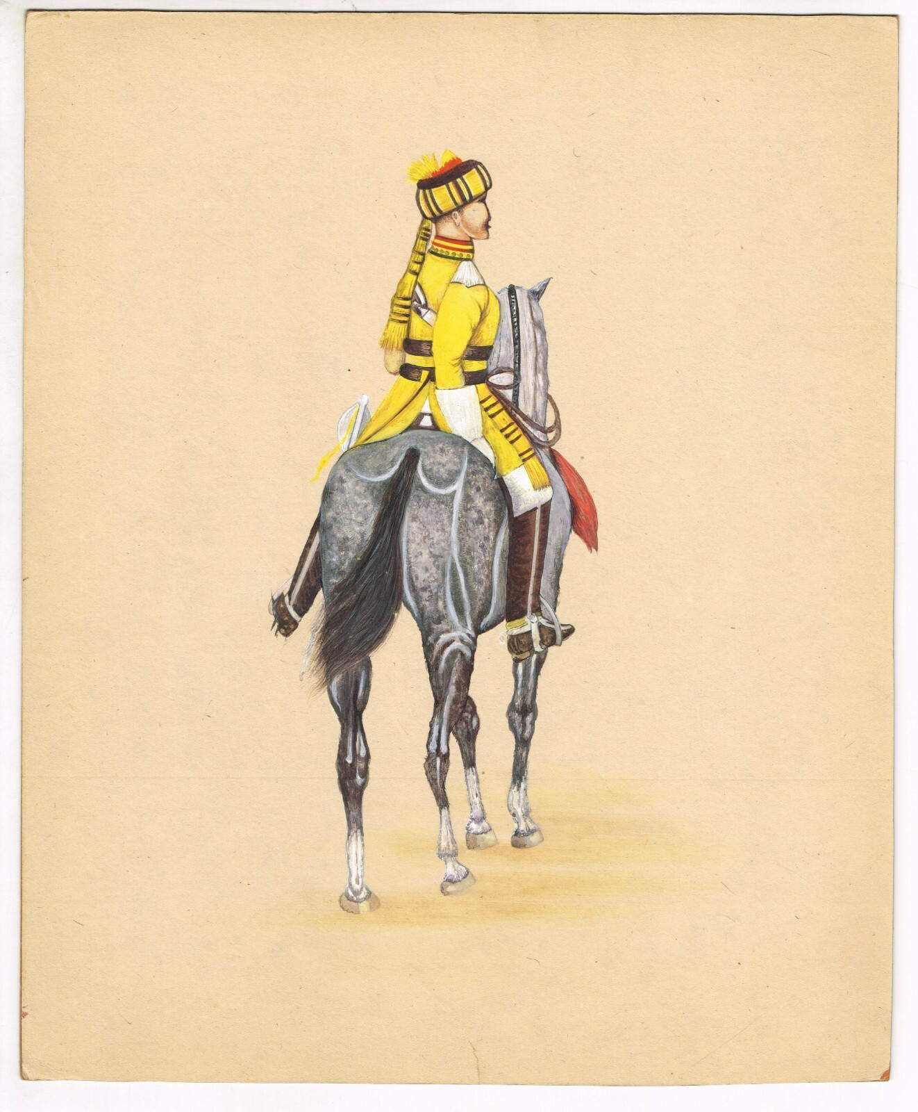 Handmade Indian Old Painting A Warrior On Horseback Art For Wall Decor 9″x11″