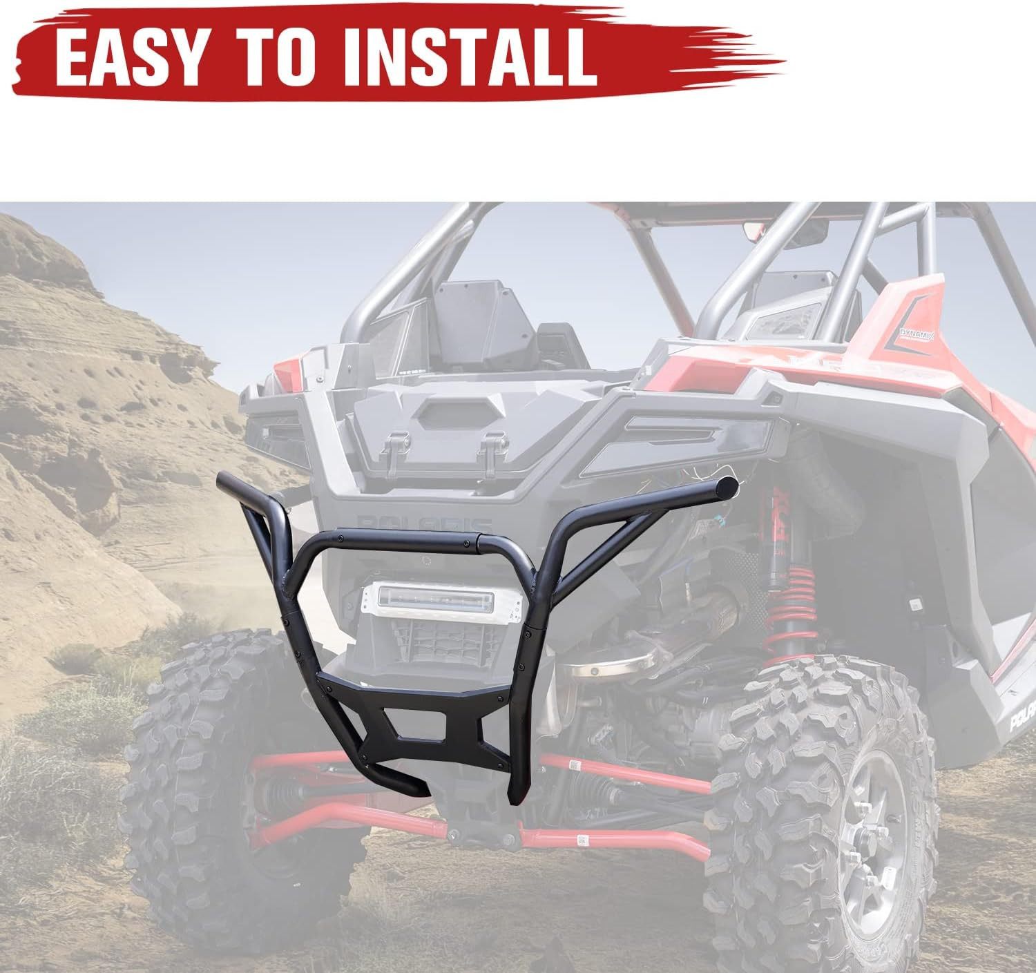 Polaris RZR PRO XP Rear Low Profile Bumper & Heavy Duty Brush Guard, Matte Black