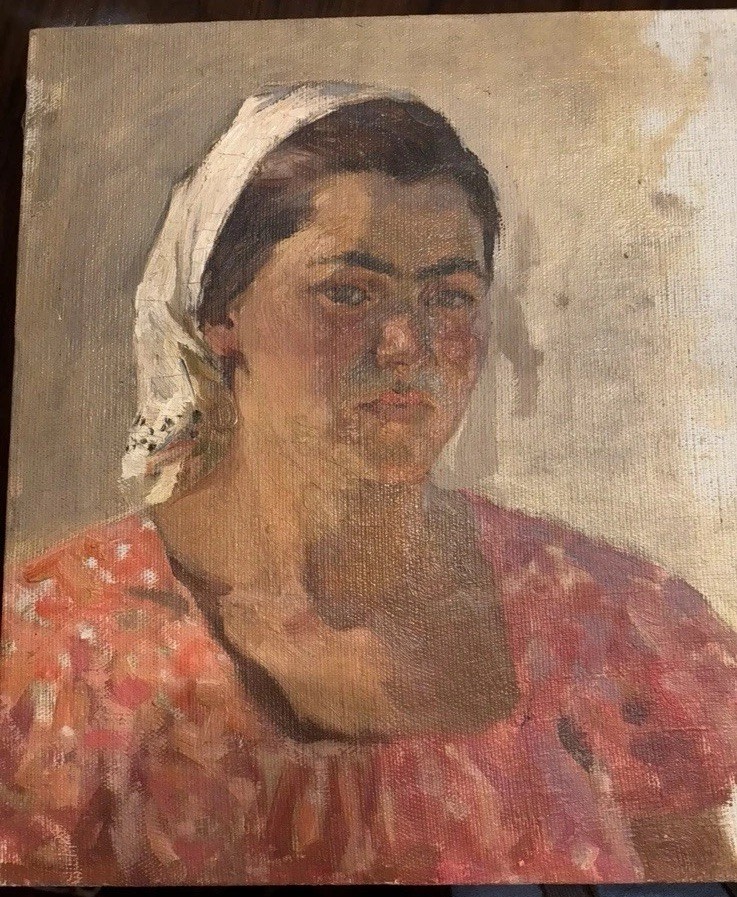 Signed Russian Oil painting (1950)-Alexander Ivanovich Sokolov (1918-1973)