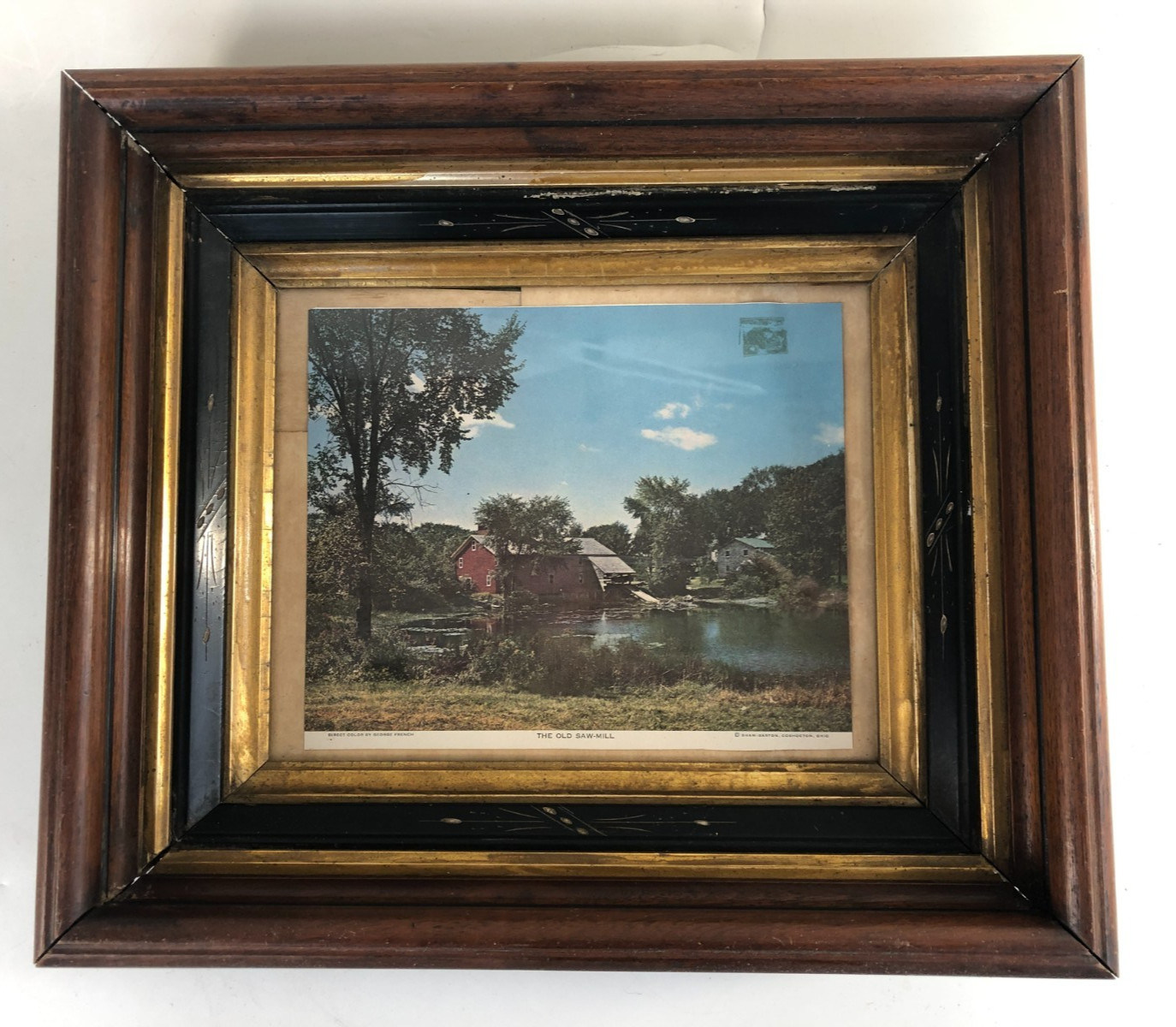 Antique Eastlake Victorian Shadow Box Frame w Glass