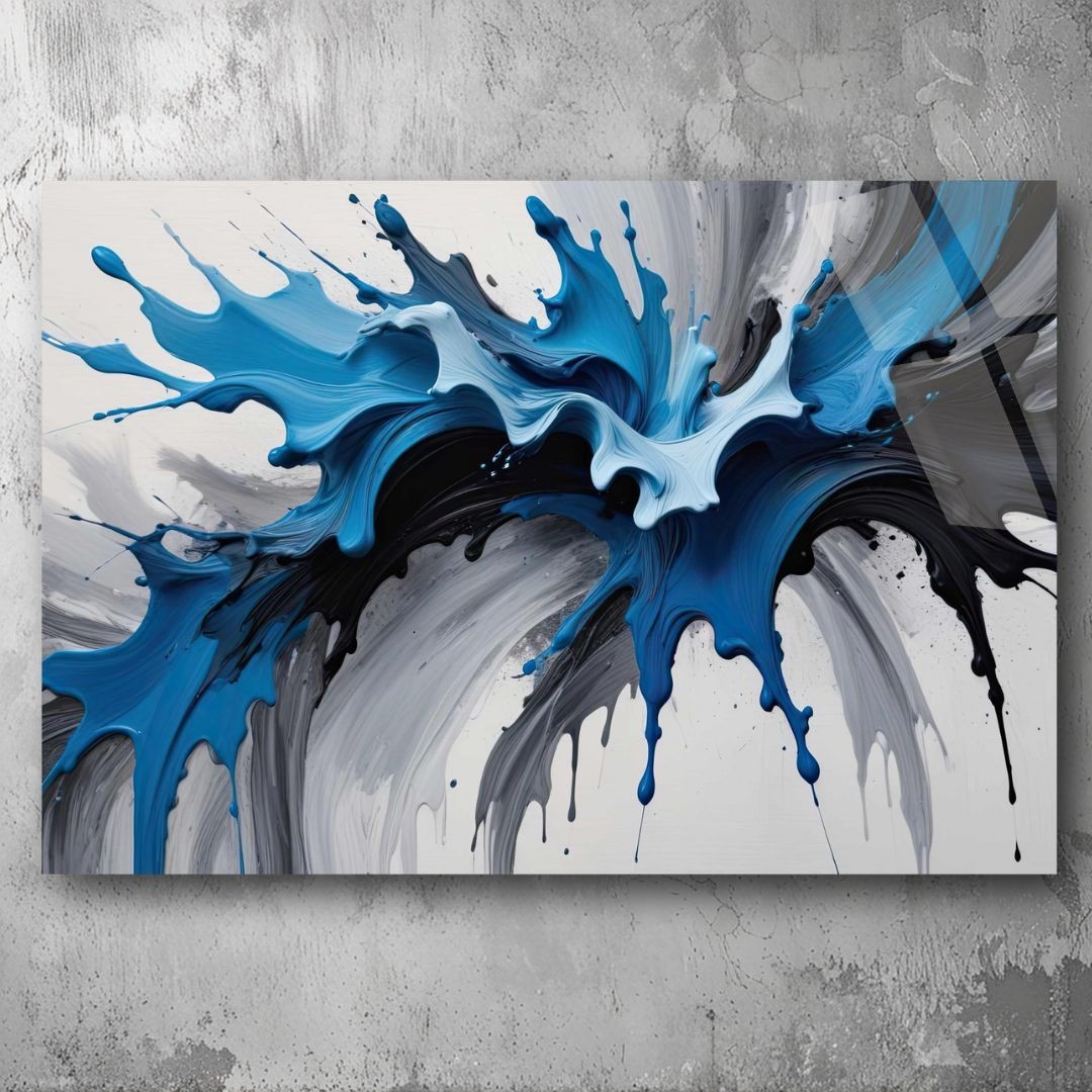 3D Painting Abstract Paint Splash Art UV Printed Acrylic Glass Wall Decor