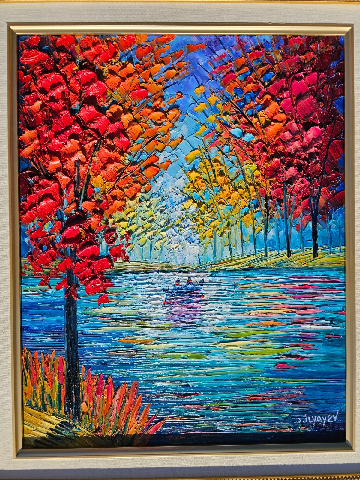 Slava Ilyayev Original Oil Painting Hand Signed Canoe Nautical FRAMED Canvas Art
