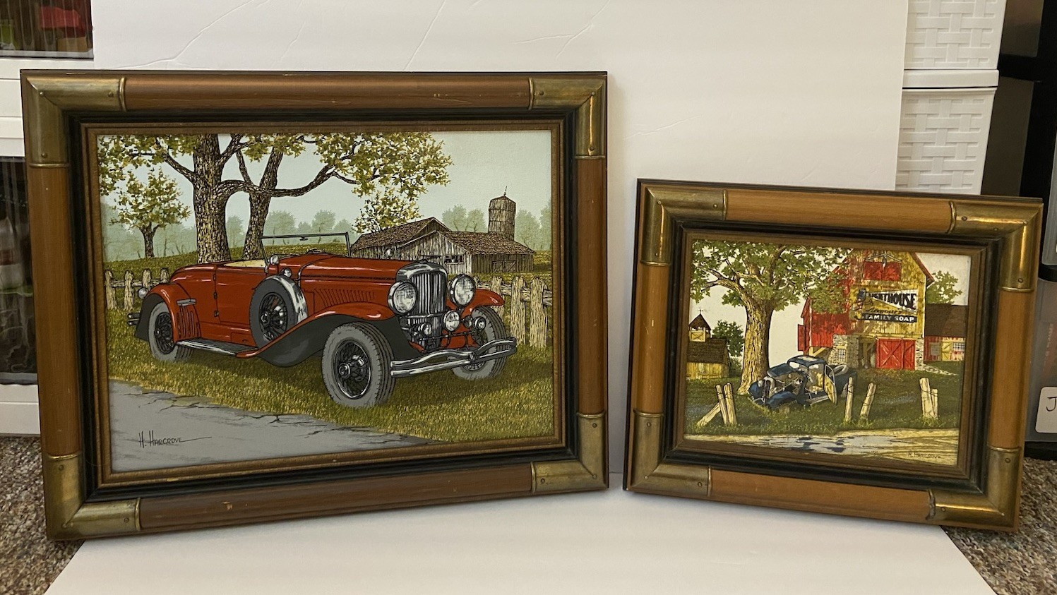 Serigraph Signed Oil Paintings By H. Hargrove Set Of 2 19.5×15.5 & 13.5×11.5