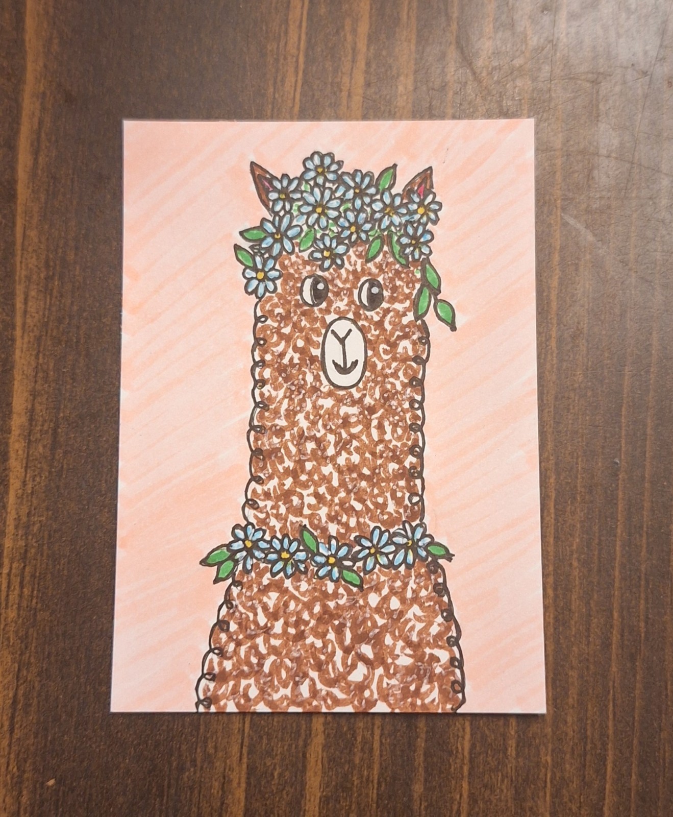 ACEO Original Alpaca Llama Cartoon Watercolor Painting