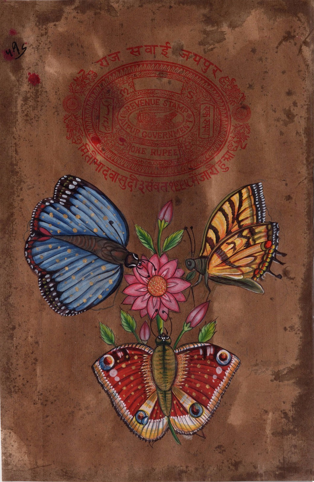 Butterfly Floral Painting Handmade Indian Miniature Nature Home Decor Charm Art