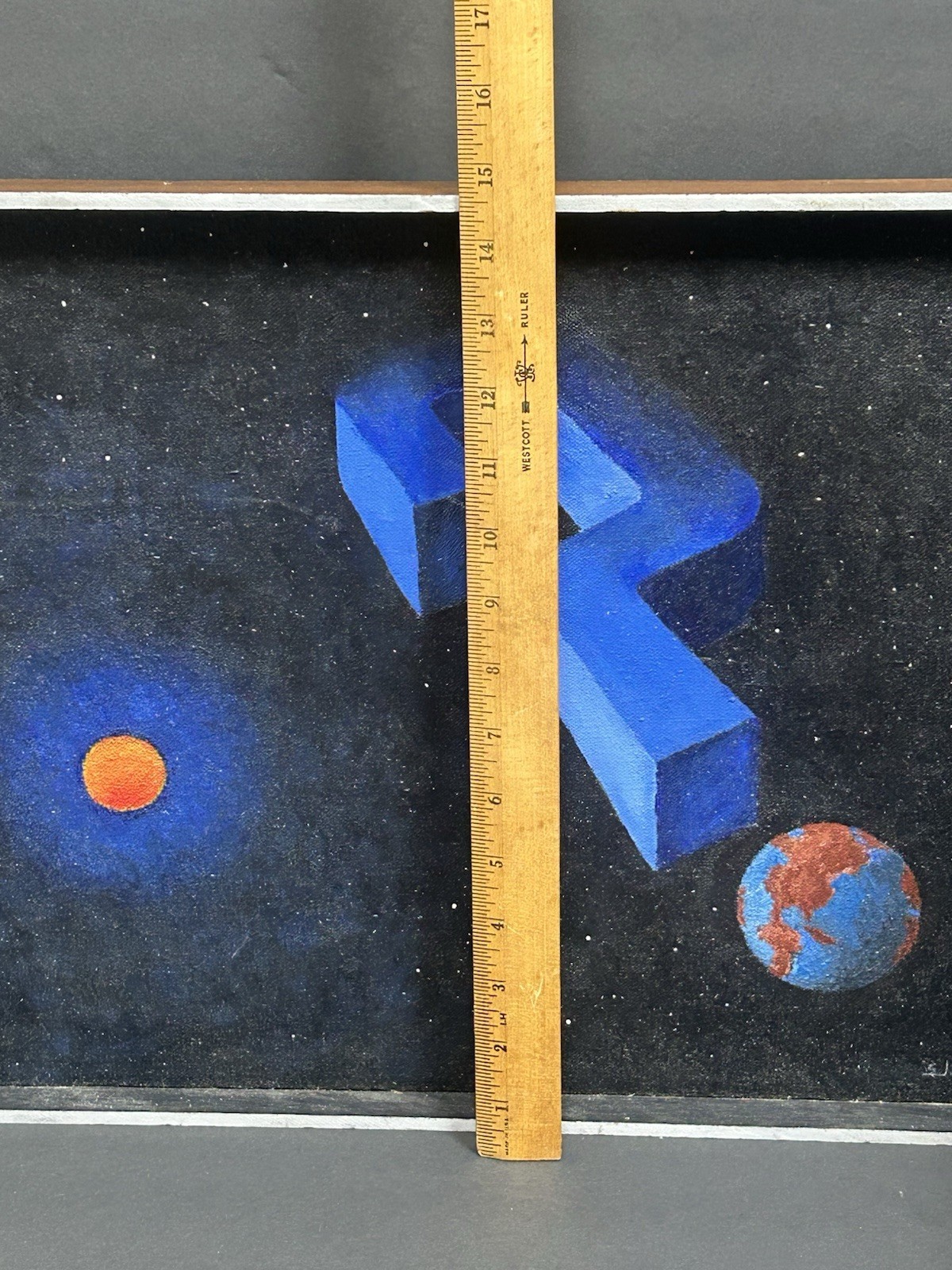Original Surrealist Space Cosmic Planet Abstract Art Oil Painting Signed