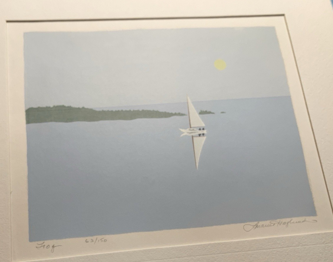 Artist L Hoglund Awesome Print #63/150 Title»Fog» View from Two in a SailBoat