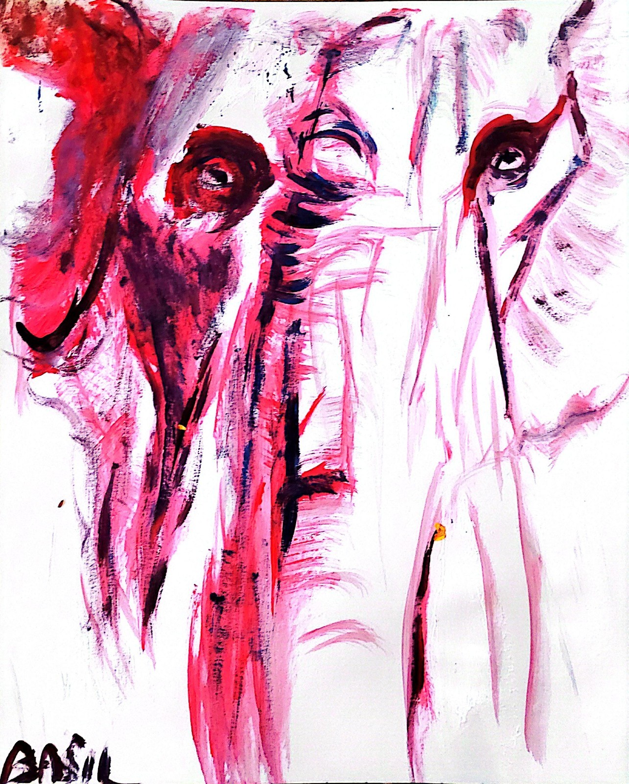 Elephant Figurative Abstract Expressionist Art Painting Gallery Paper.
