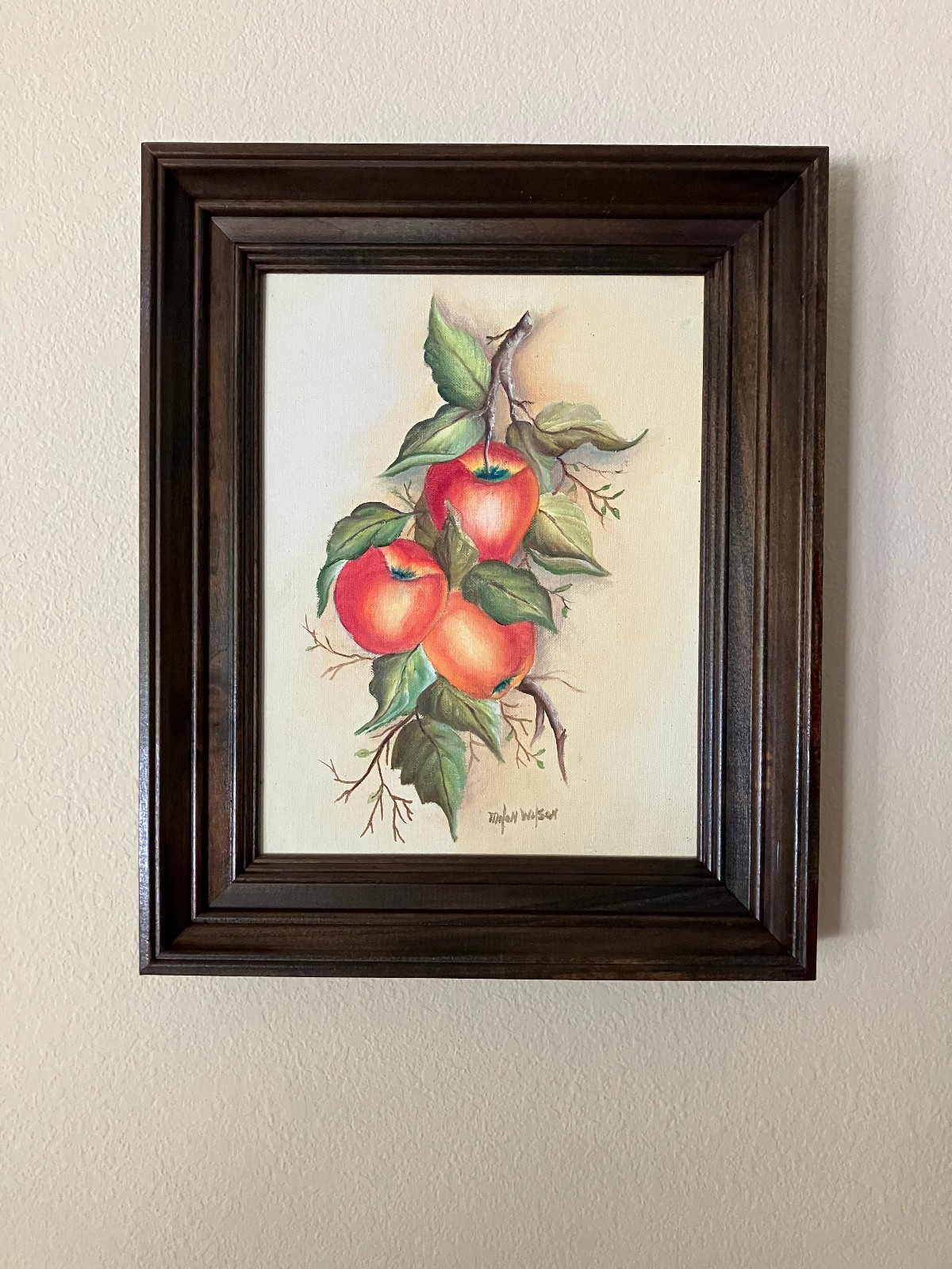 VTG MCM Wide Wood Picture Frame & VTG MCM 10 x 13 Still Life Painting