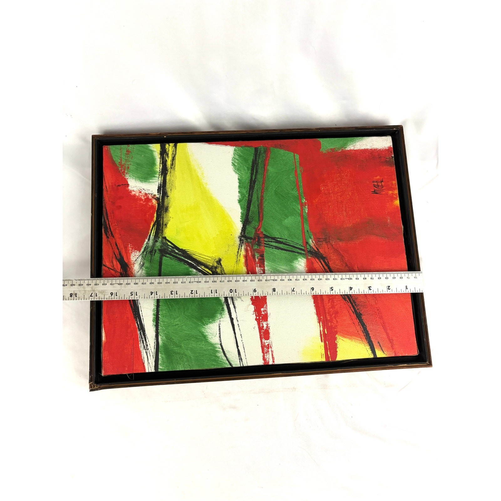 Vintage Abstract Expressionism Acrylic Painting 13″x17″ Artist Signed Mitchell