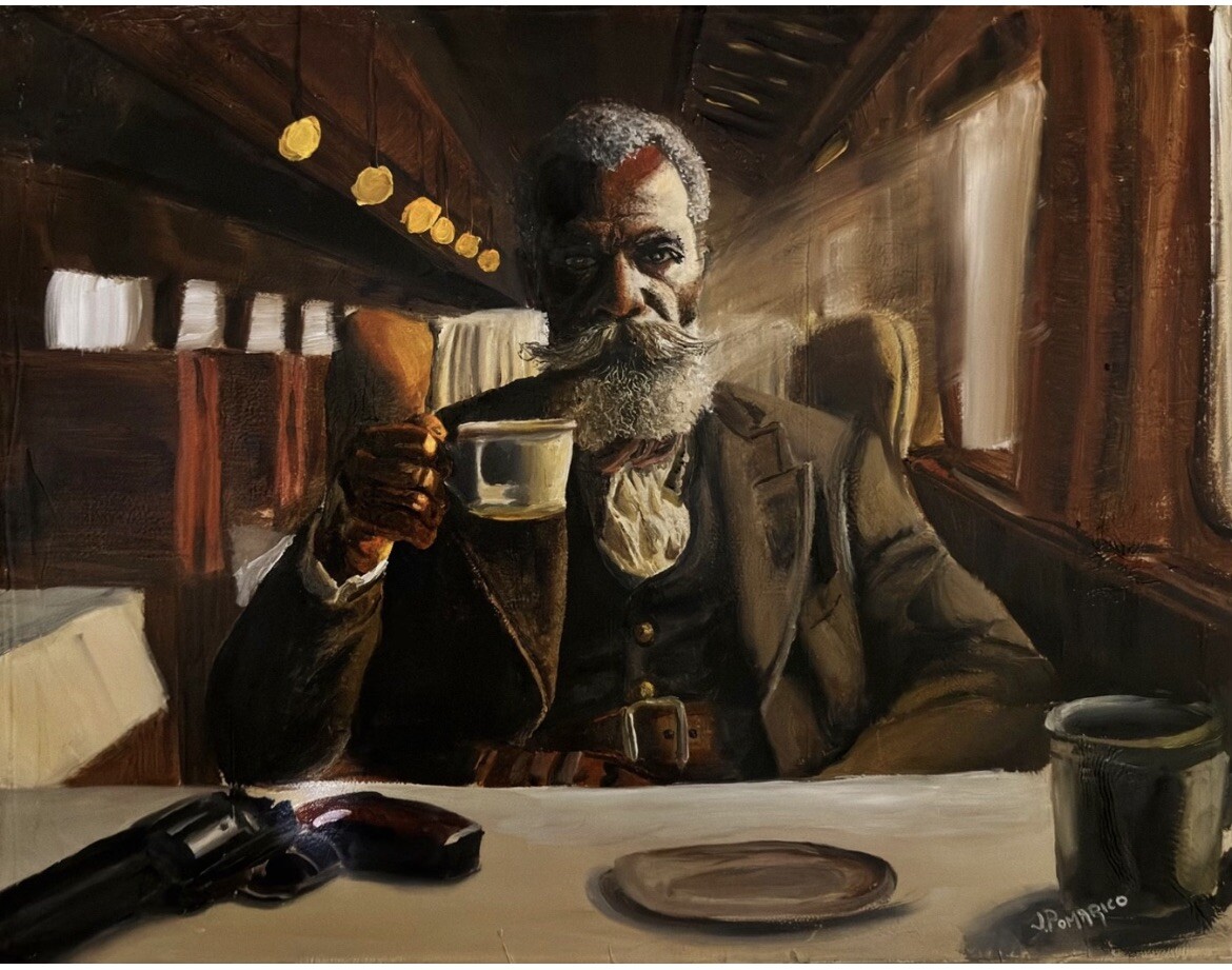 Sheriff Bass Burnett oil on canvas painting 18 X 14 By Joe Pomarico
