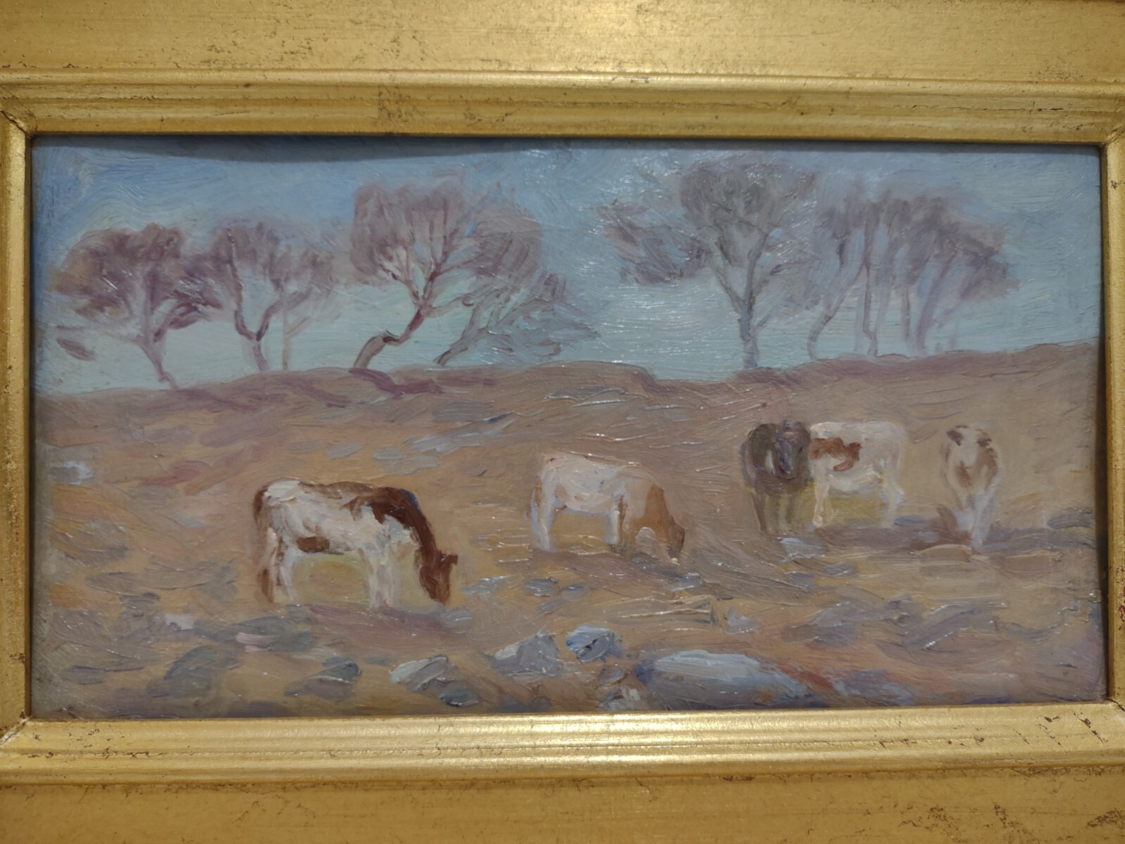 Louise Kamp Cow s in Pasture Oil Painting Framed Listed Artist Woodstock NY
