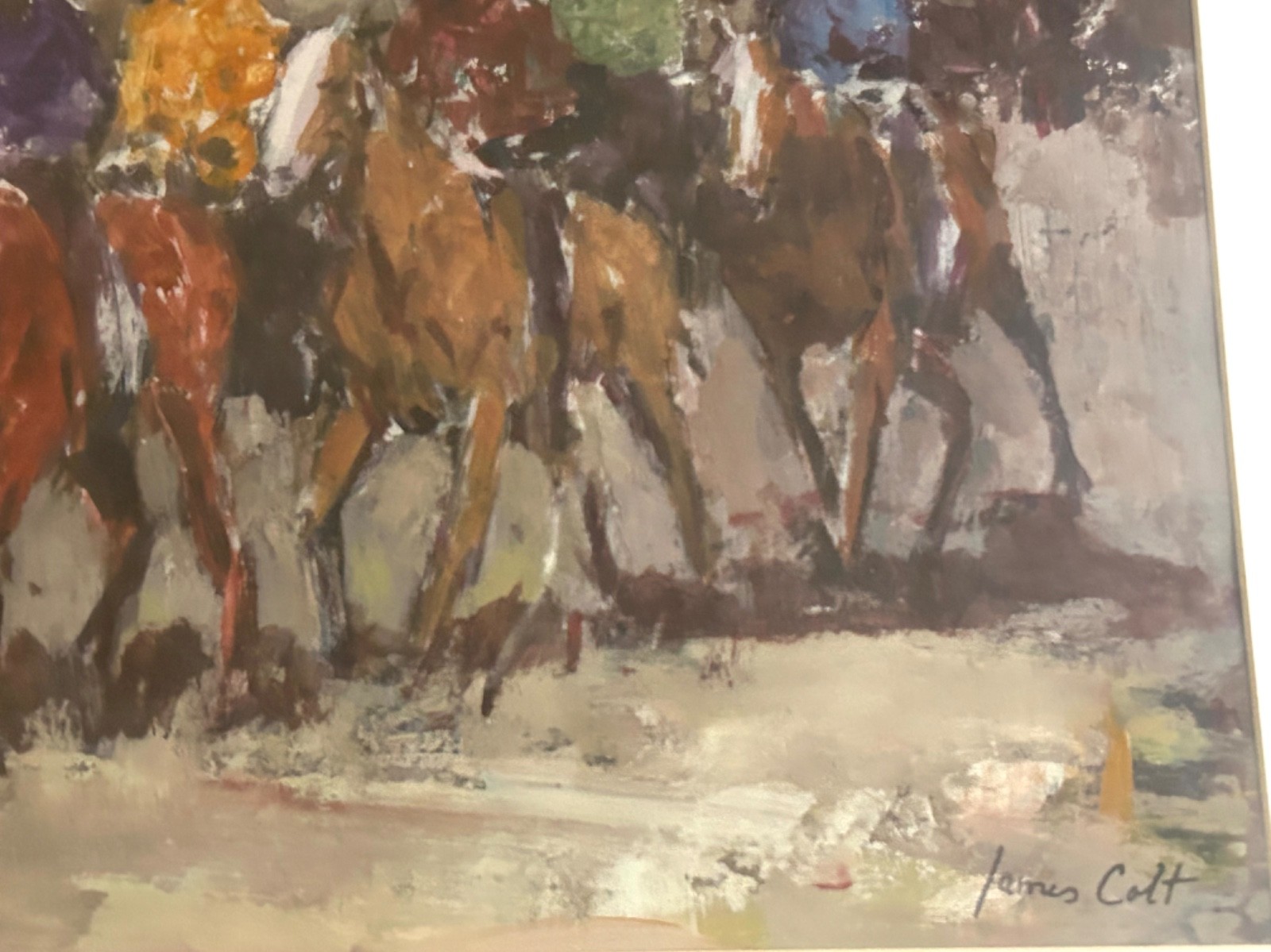 James Colt 22 X16” signed double sided painting cowboys Indians matted listed