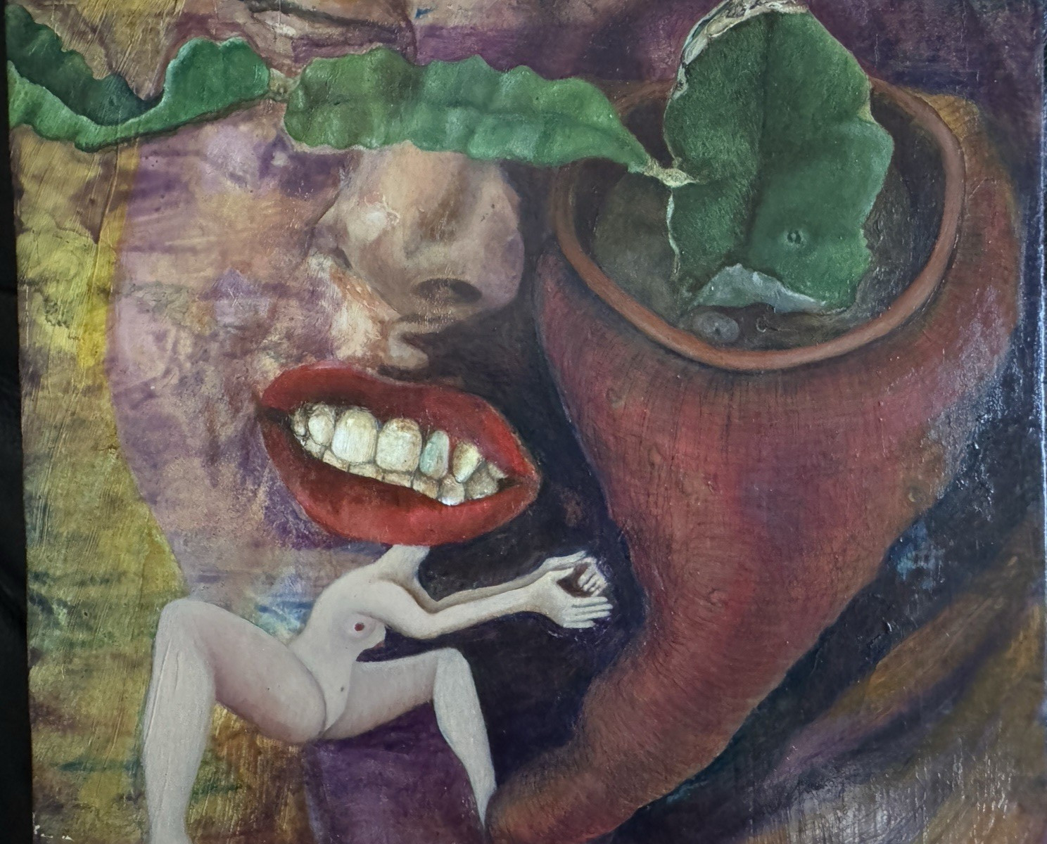 2 Surreal Psychedelic Oil Paintings, Wood by Lori Hanson-Perko Visionary Work 92