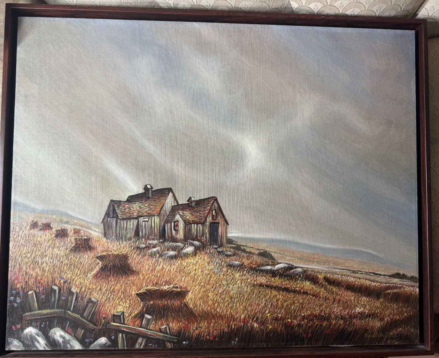 Large Wyndham Porter «Home On Open Prairie Scene» Oil Painting – Signed/Framed
