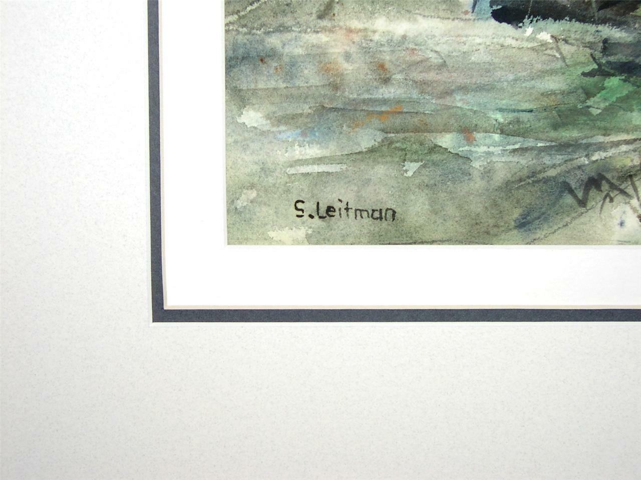 Large, Original Samuel Leitman Watercolor – Rockport Fishing Shacks