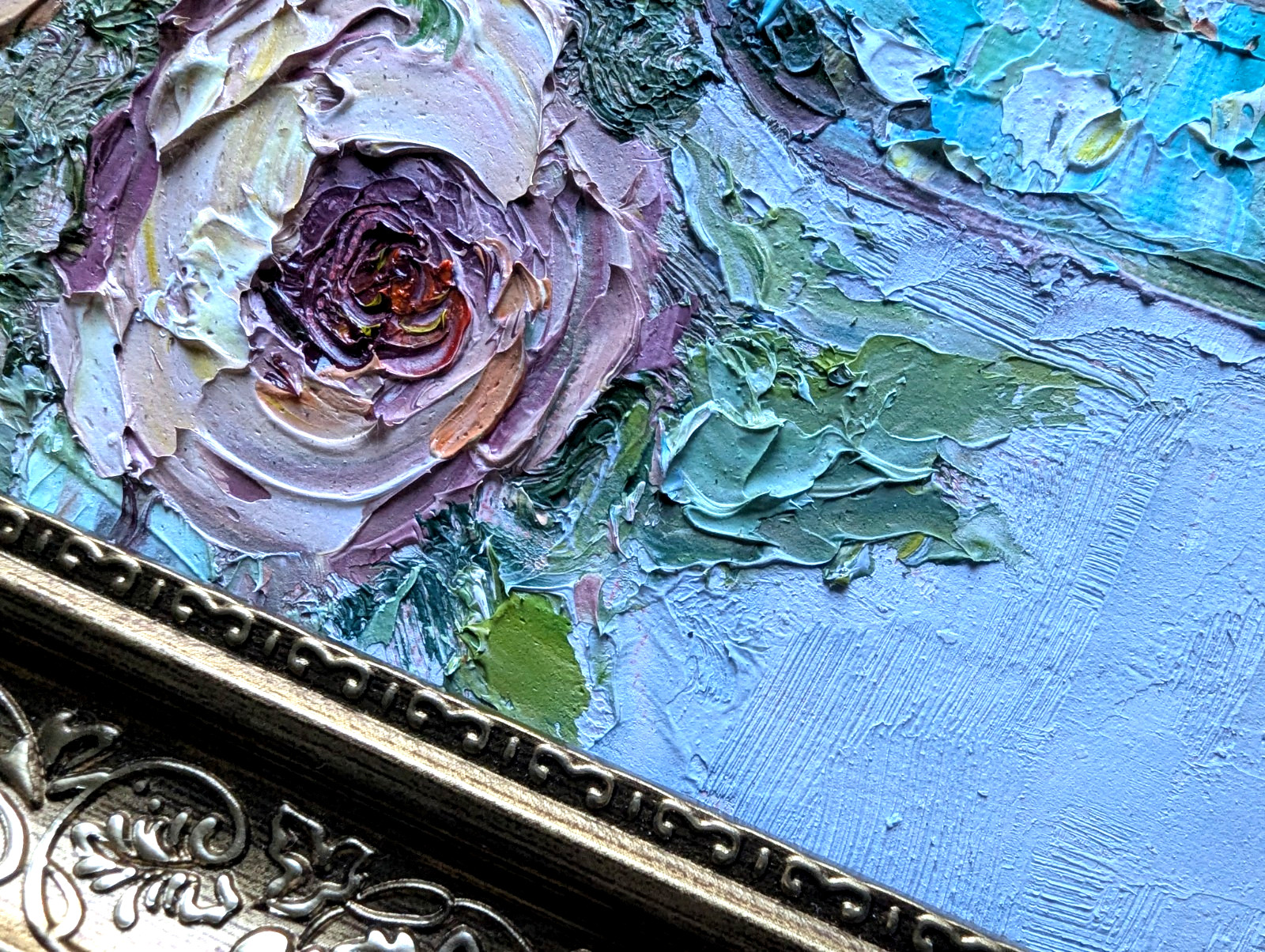 ORIGINAL OIL Painting Peony FLOWERS IN VASE impasto by Olga Diduh.