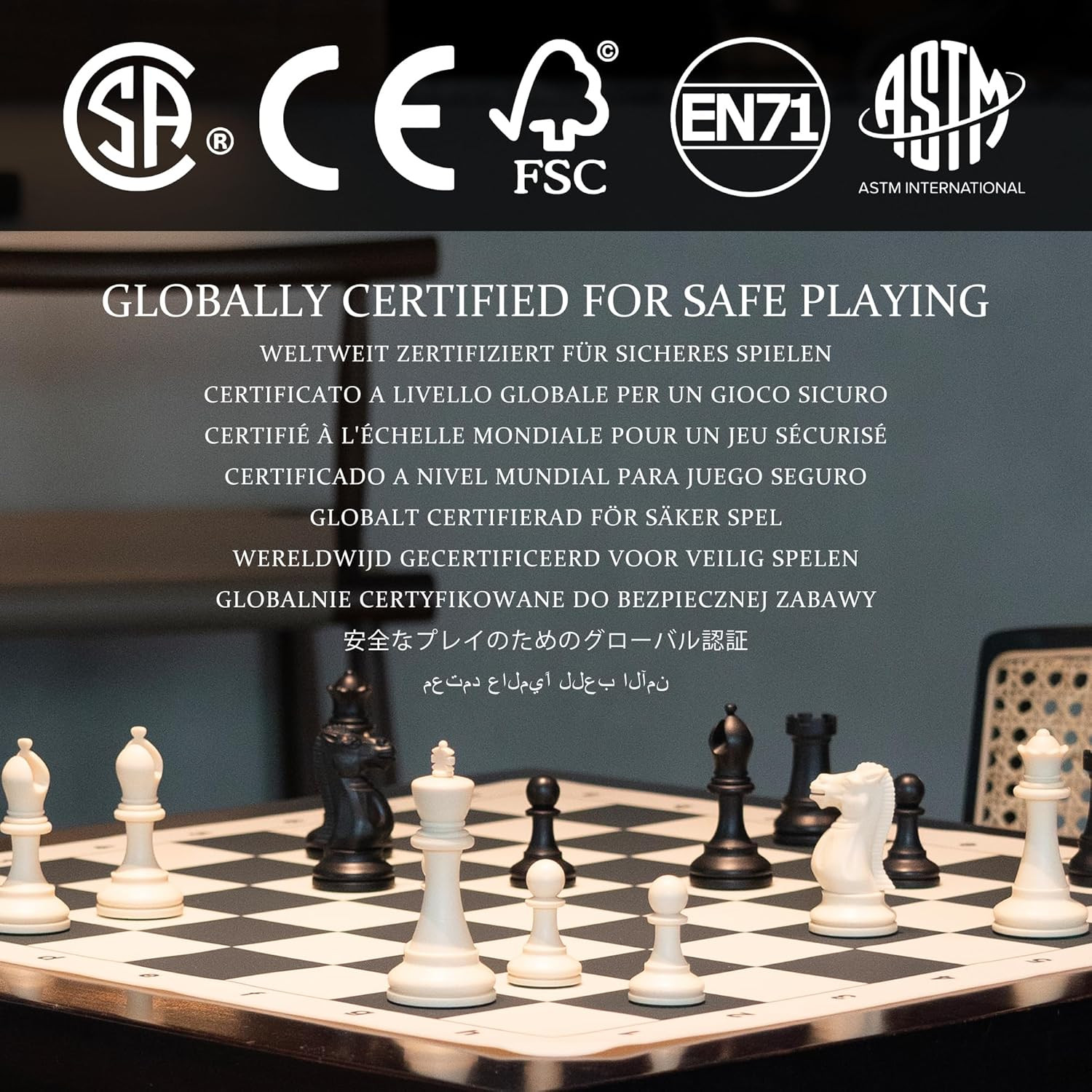 Tournament Chess Set/ 20»X20» Foldable Silicone Chess Board / 3.75» King Heig