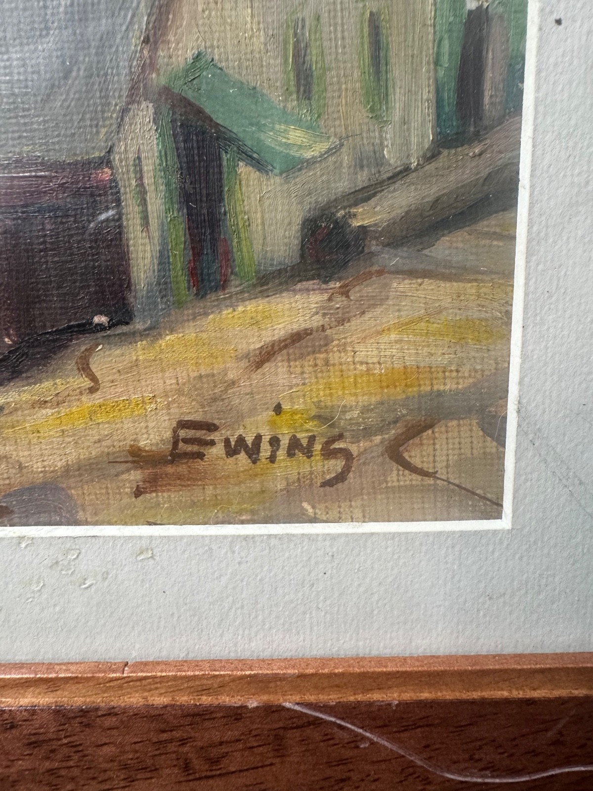 Florence Prince Ewing «Harbor Landscape Scene» Oil Painting – Signed/Framed