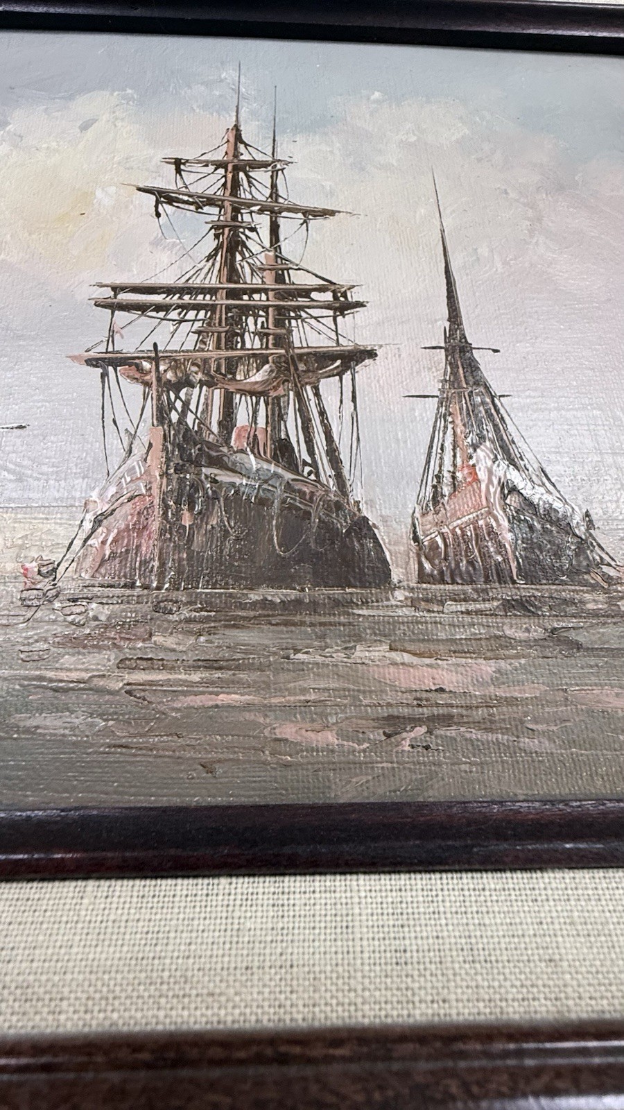 Vintage W. VENNEKAMP Signed – Nautical Maritime – Oil Painting On Wood- Framed