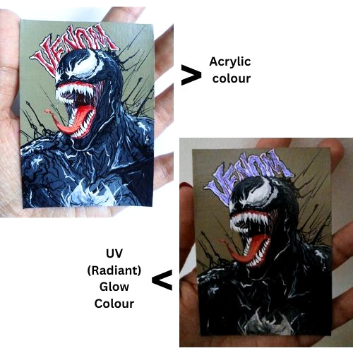 ACEO Original Venom UV Radiant & Acrylic Glow Art Marvel Hero Hand Painting NEW