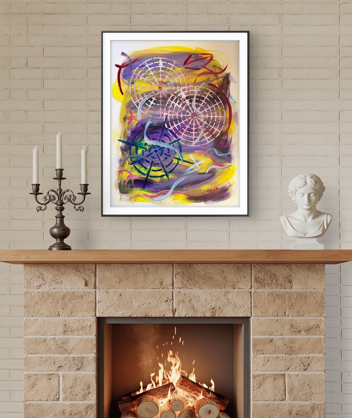 Child Abstract Pinwheels Expression 14X11 Original Art on Quality Paper by Mena