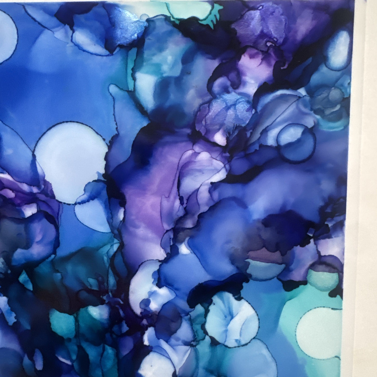 Beautiful , Unique , Original Hand Made -Alcohol Ink Painting on Plastic Resin