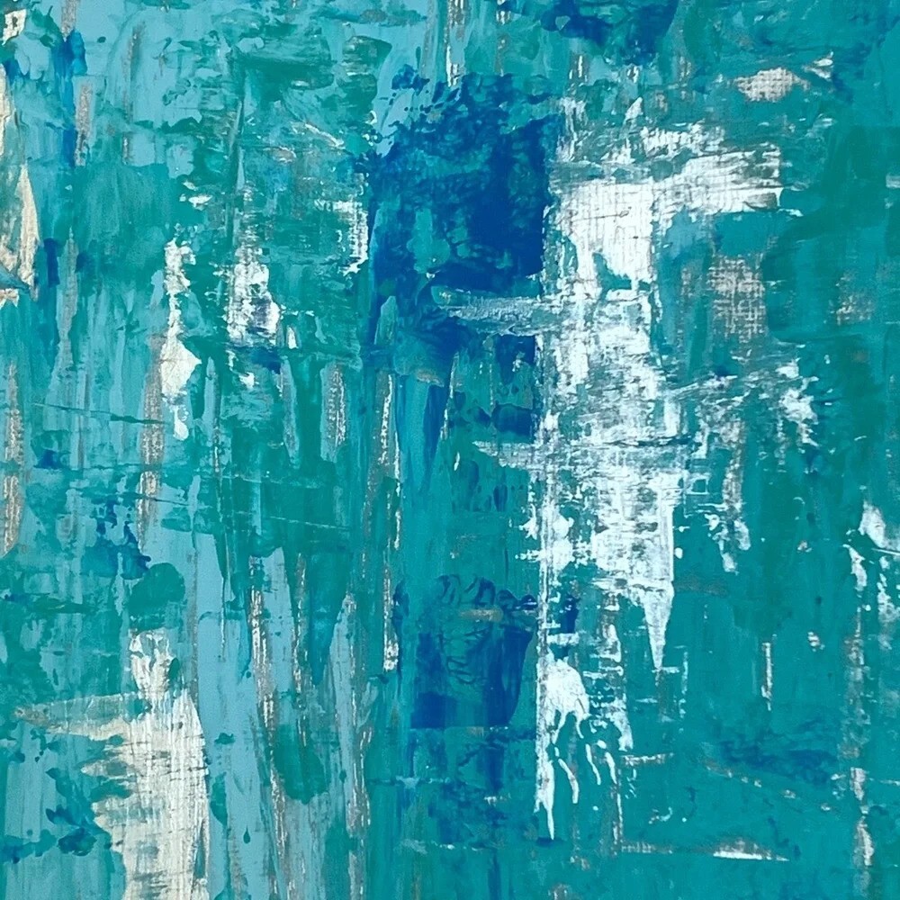 ORIGINAL ART! Teal, aqua, metallic silver & blue