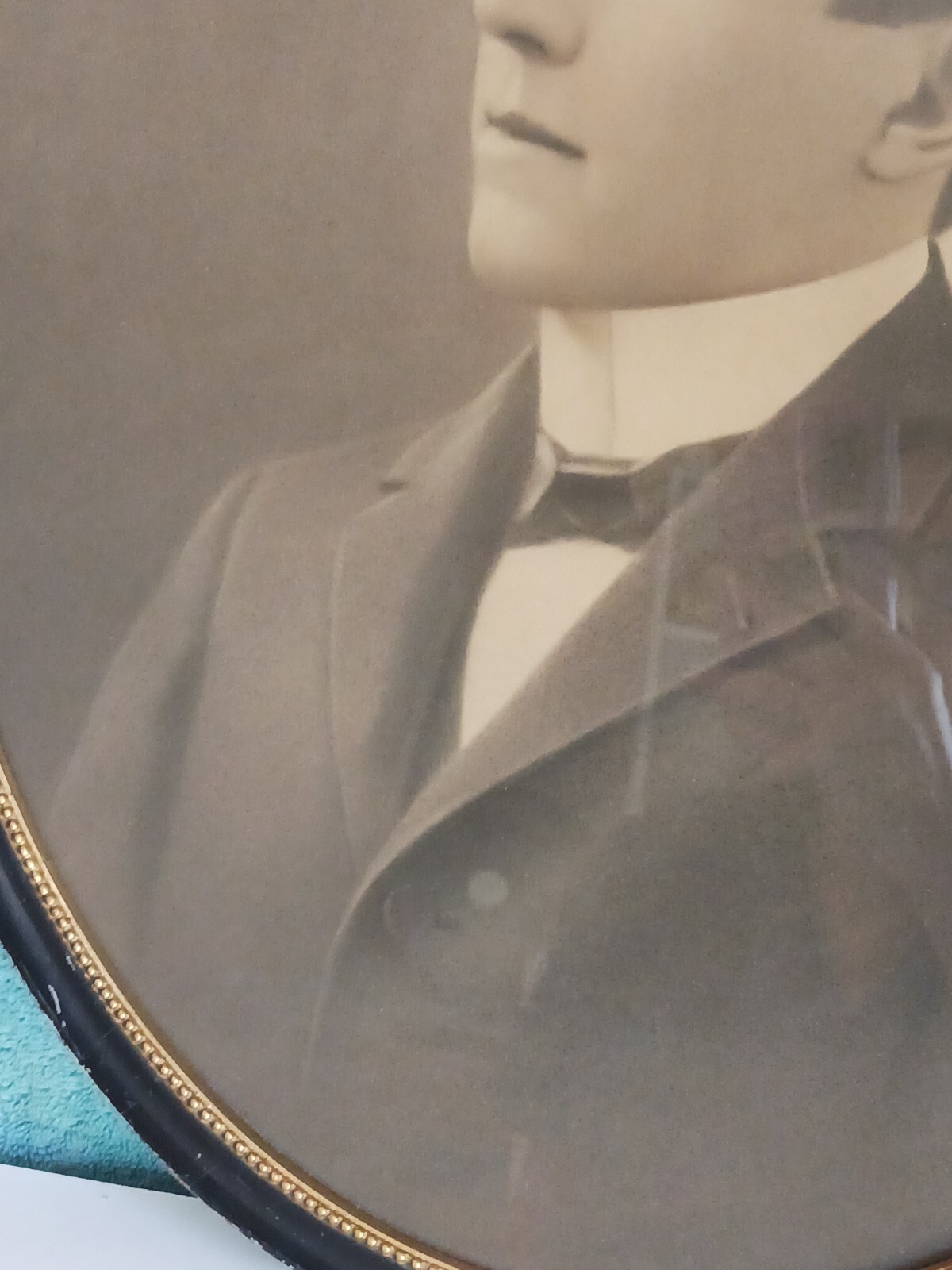 Antique Portrait Handsome Young Man c. 1900 crayon photo 17 x 21″