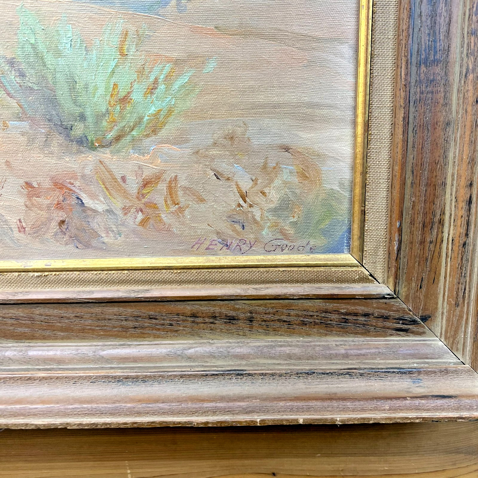 Vintage Western Stagecoach Oil Painting COPY of Berninghaus Signed Goode READ