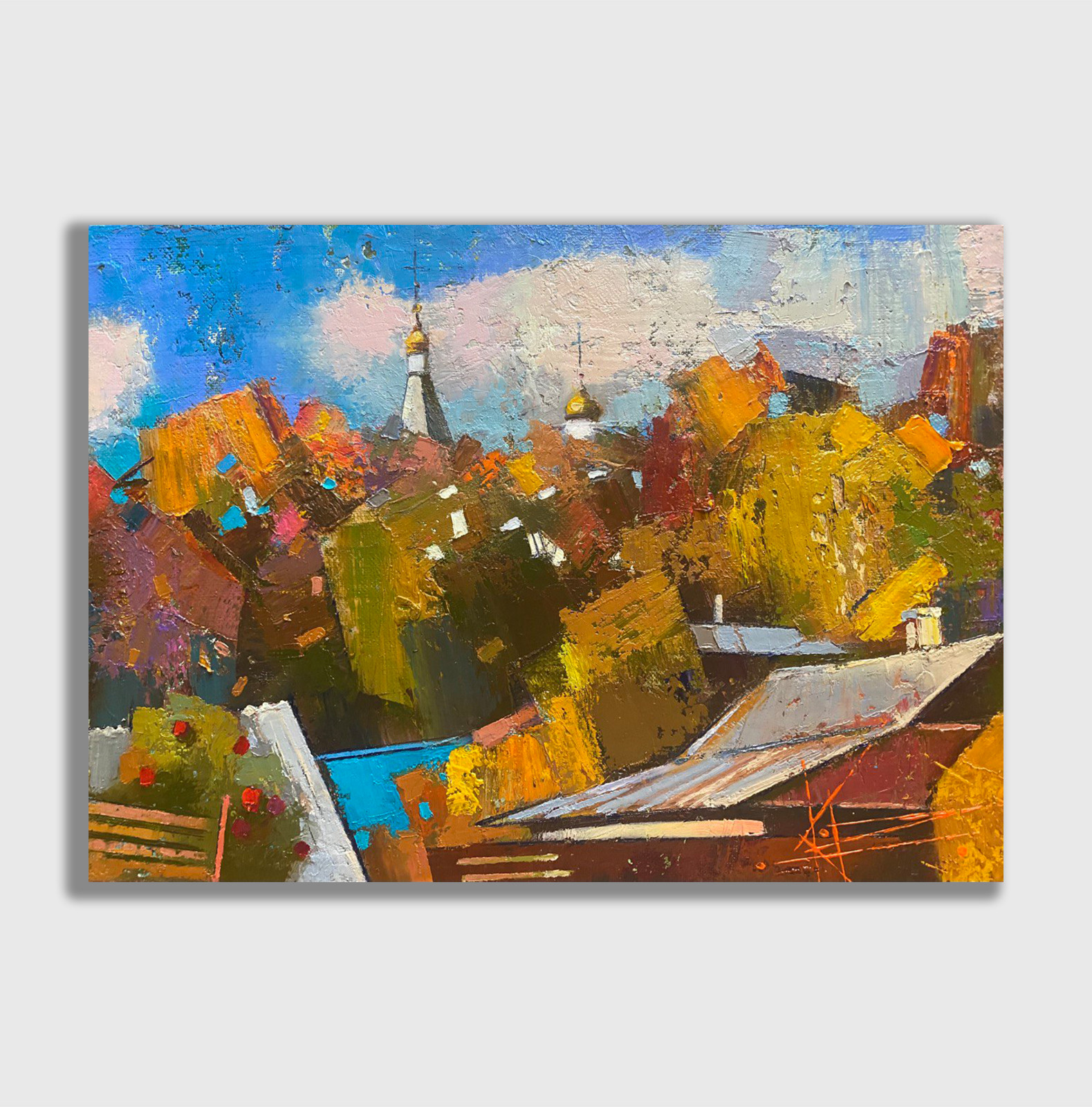 Oil painting Fall Ukrainian painter Canvas Unframed Decor original landscape